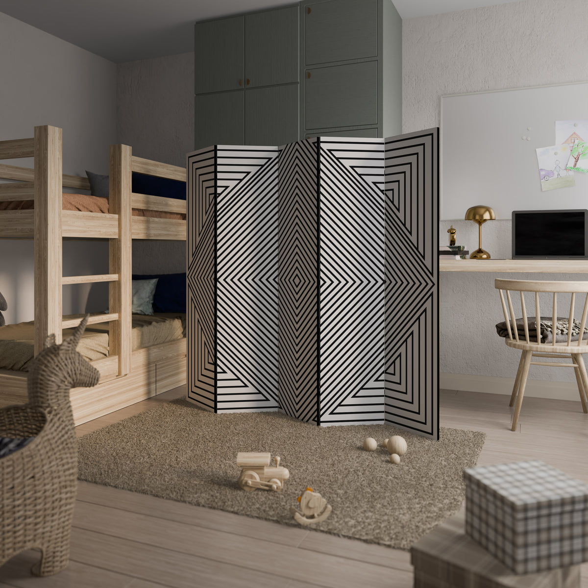 POLYGON ILLUSION Biombo de 5 Painéis