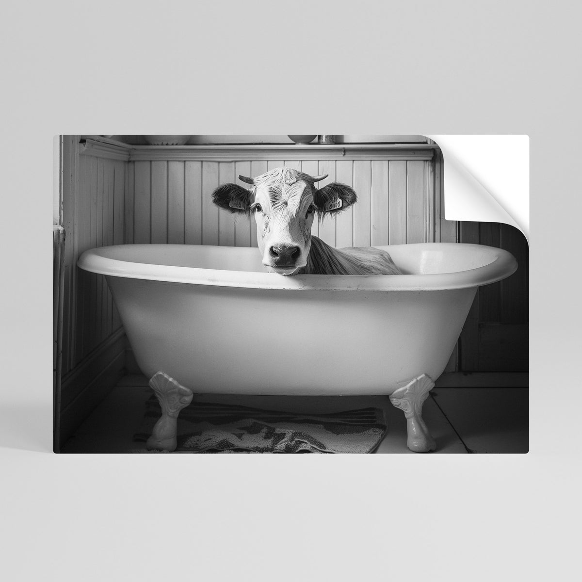 COW IN RELAXATION Peel and Stick Horizontal Poster