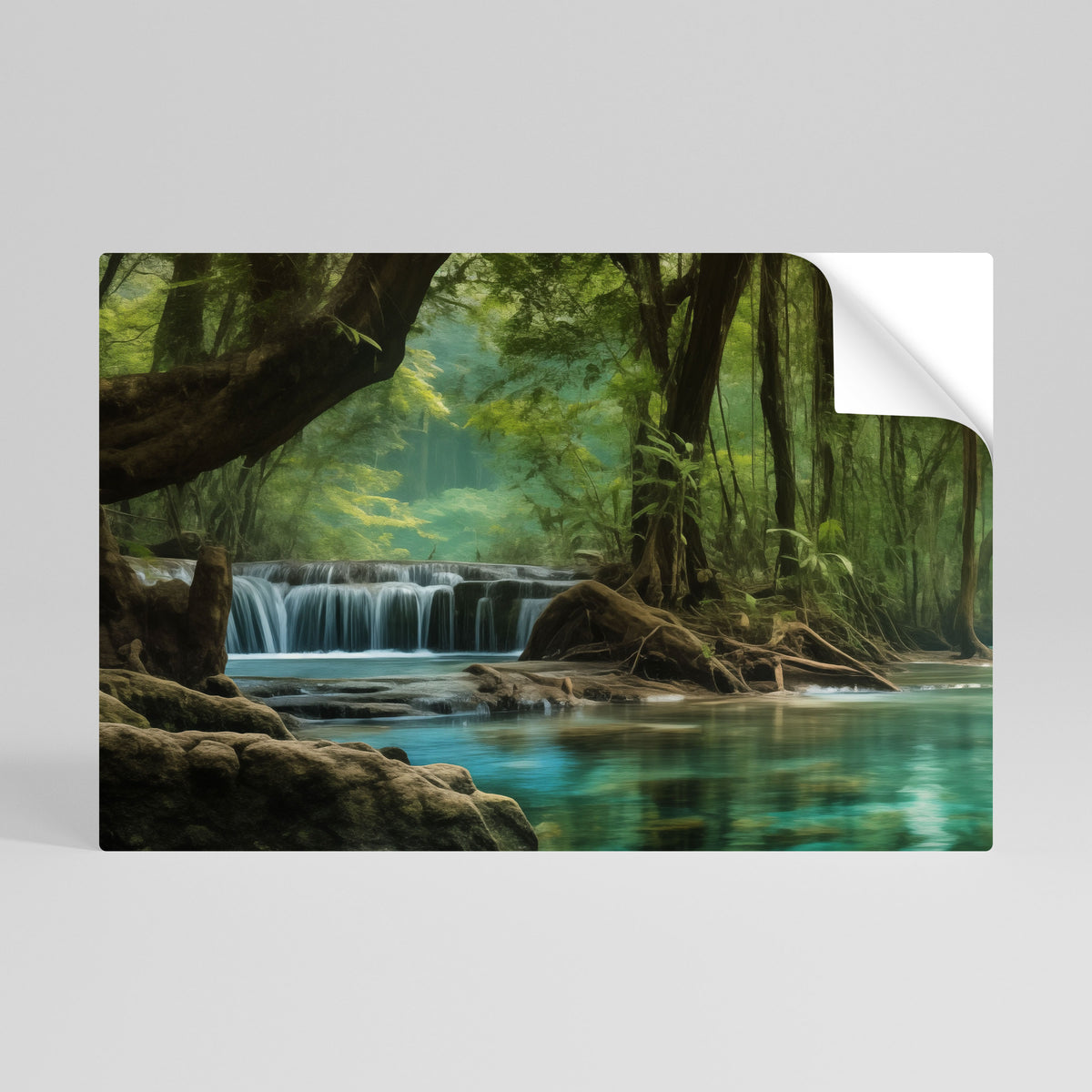 TRANQUIL WATERFALL ESCAPE Póster Autocolante Horizontal