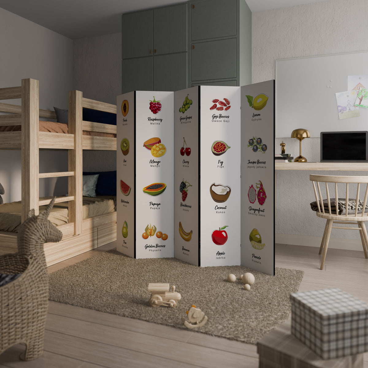 FRUIT LESSON 5-Panel Room Divider