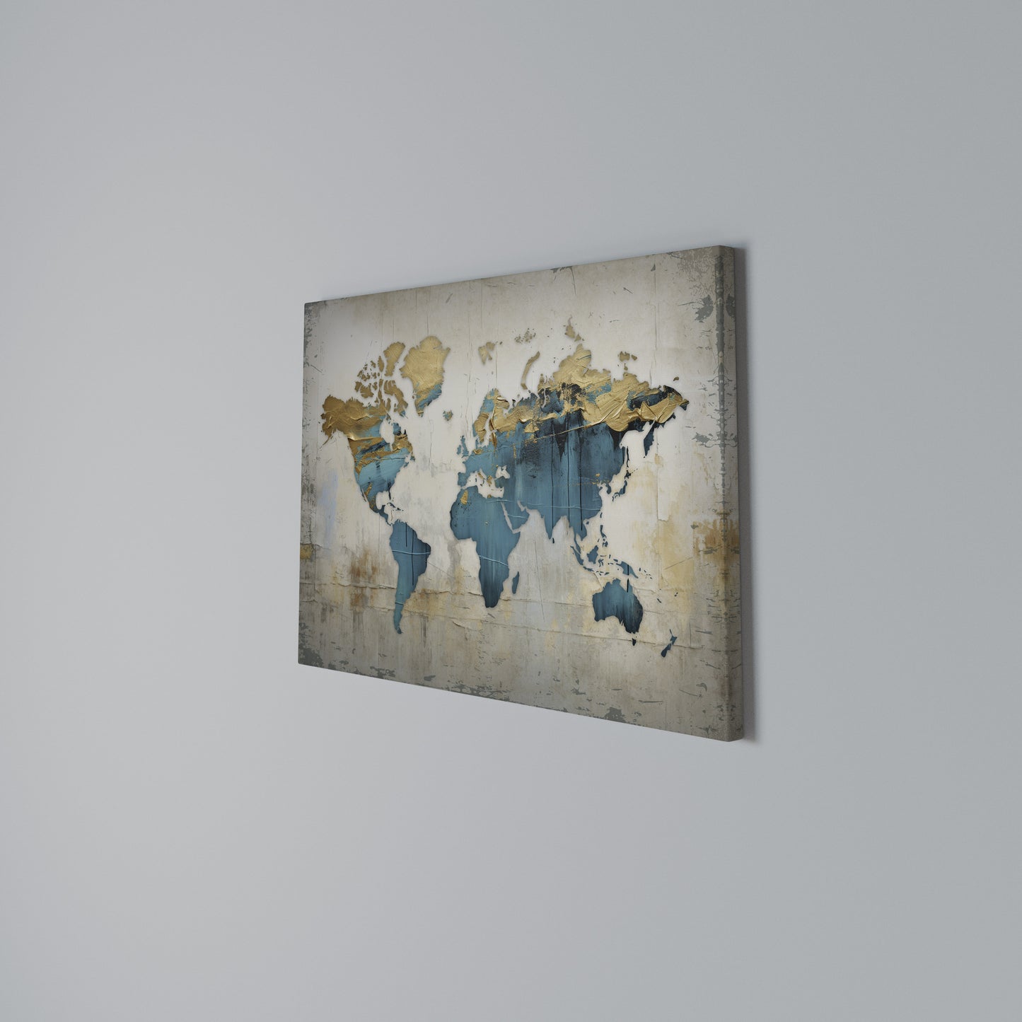 AZURE GILDED MAP Horizontal Canvas Print