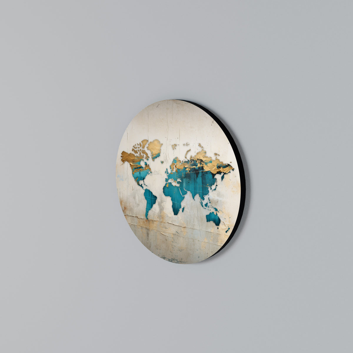 Round Wall Art – AZURE GILDED MAP