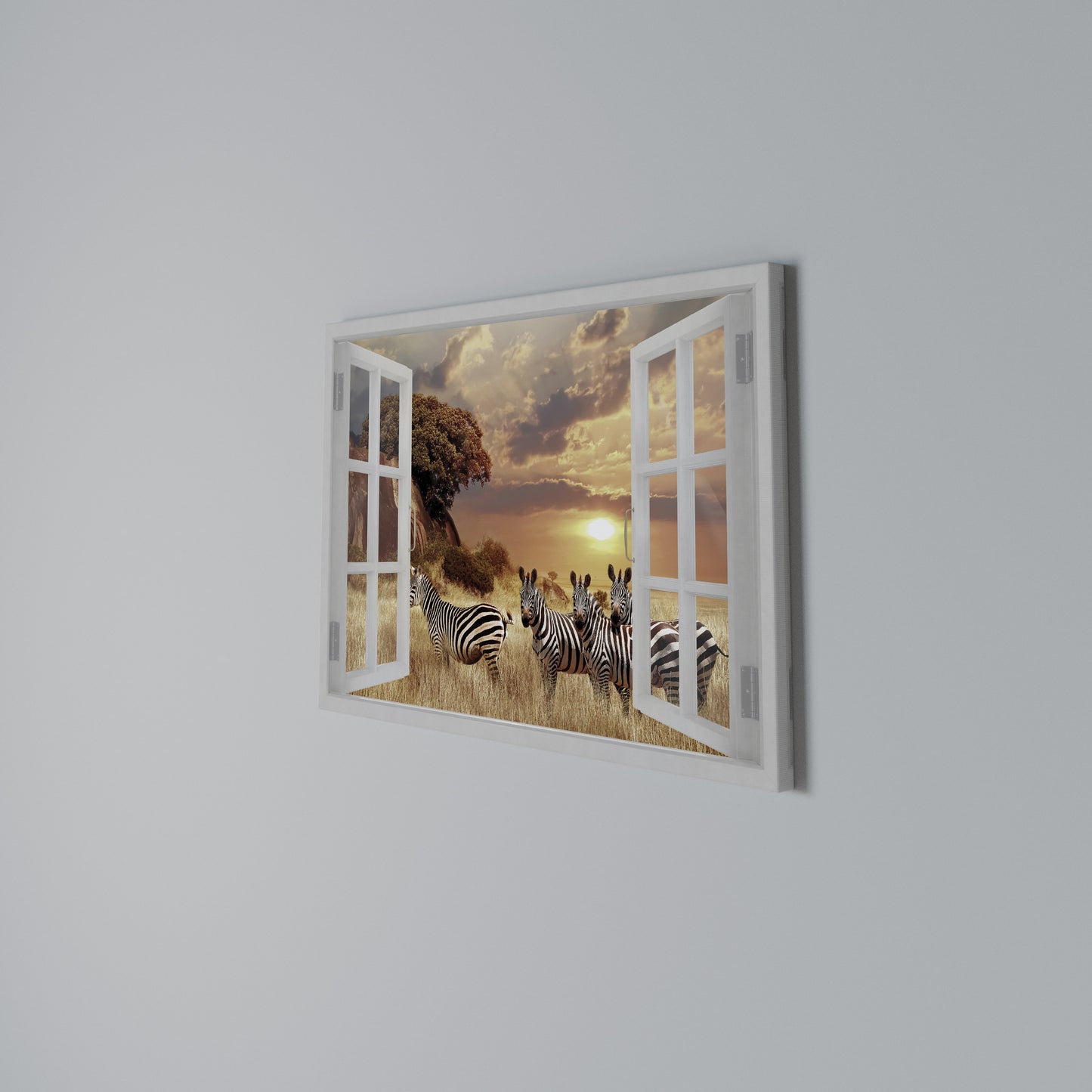 ZEBRA SUNSET VISTA Horizontal Canvas Print