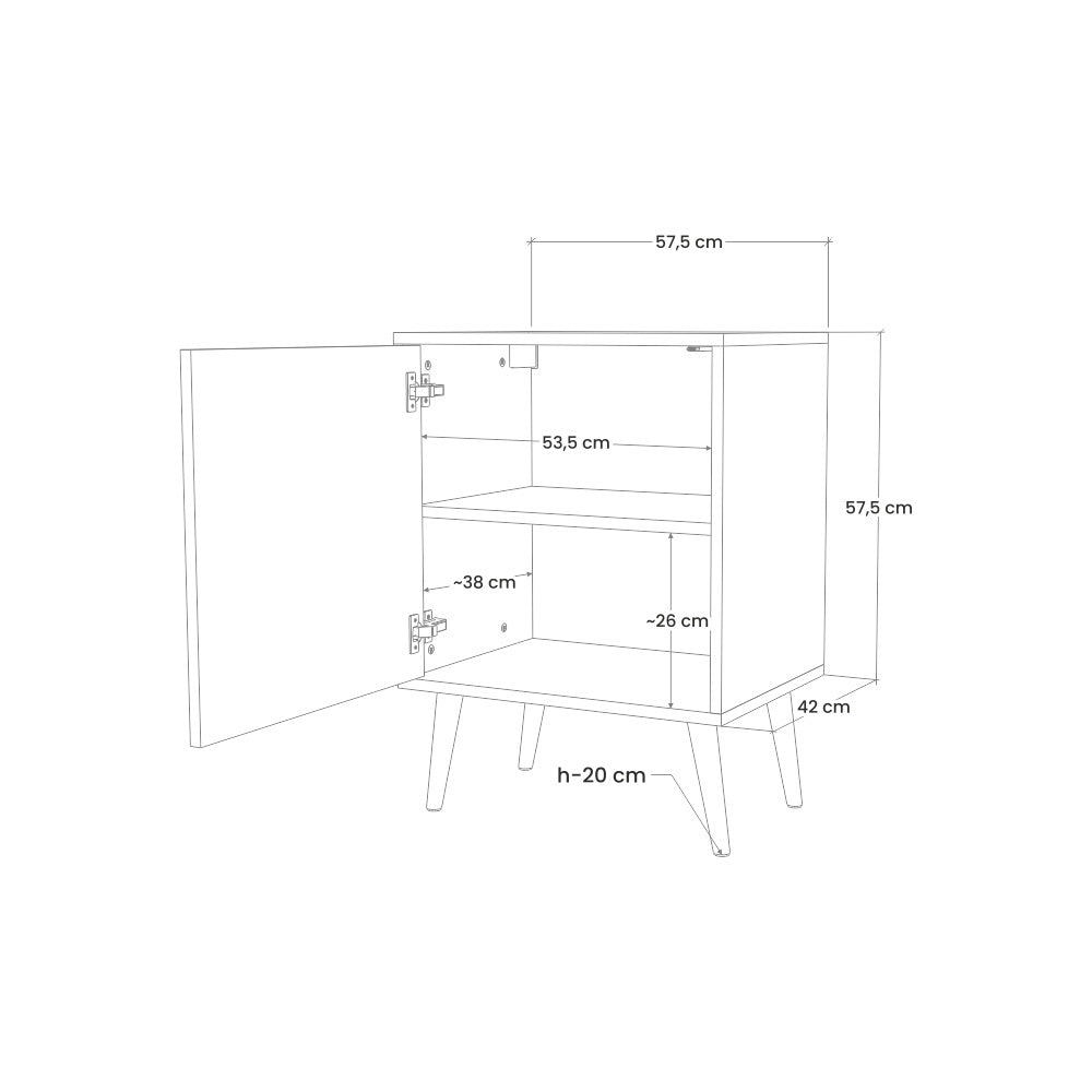 TURQUOISE RECTANGLES 1-Door Sideboard in Grey Finish
