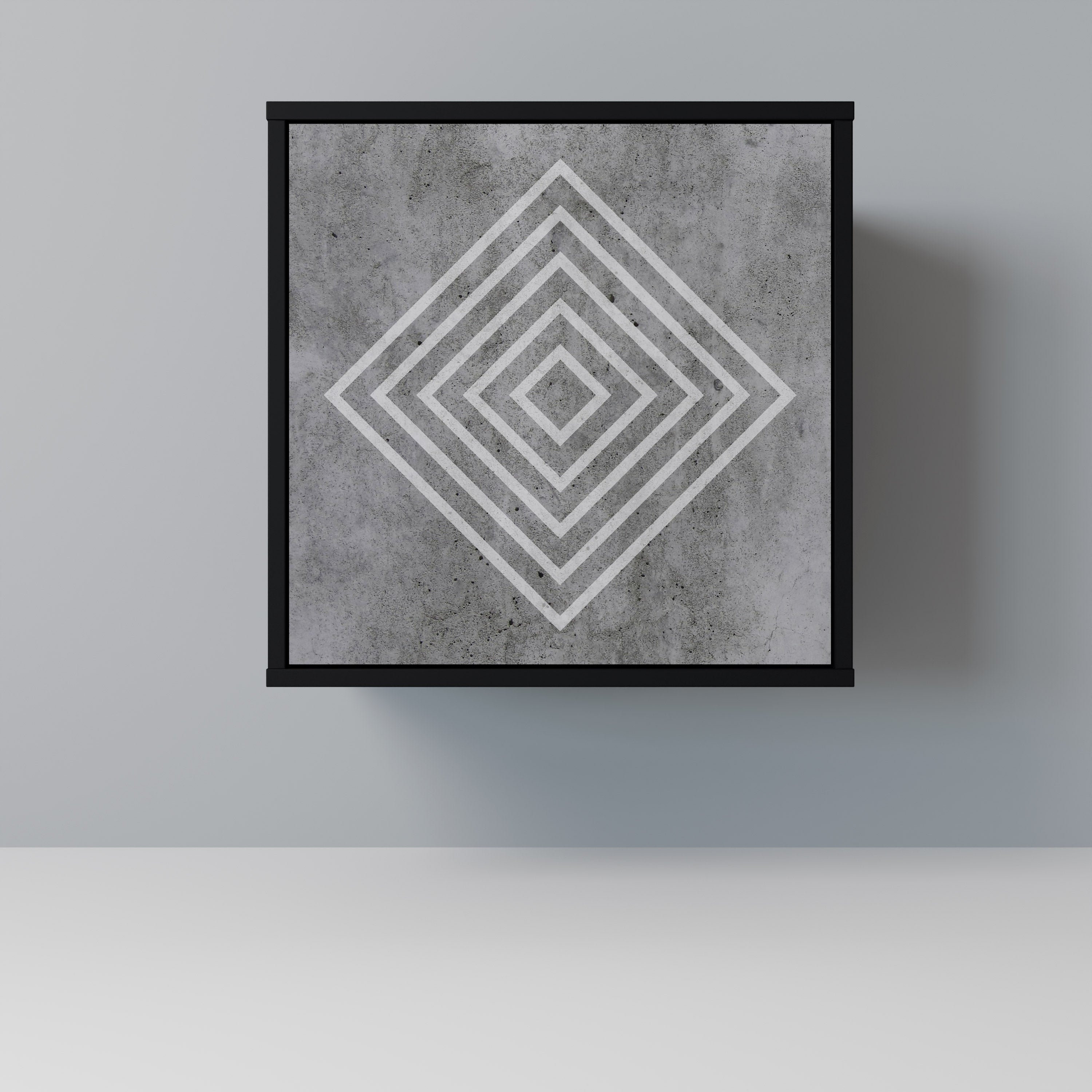 POLYGONAL ARTISTRY Aparador de 1 Porta em Acabamento Preto