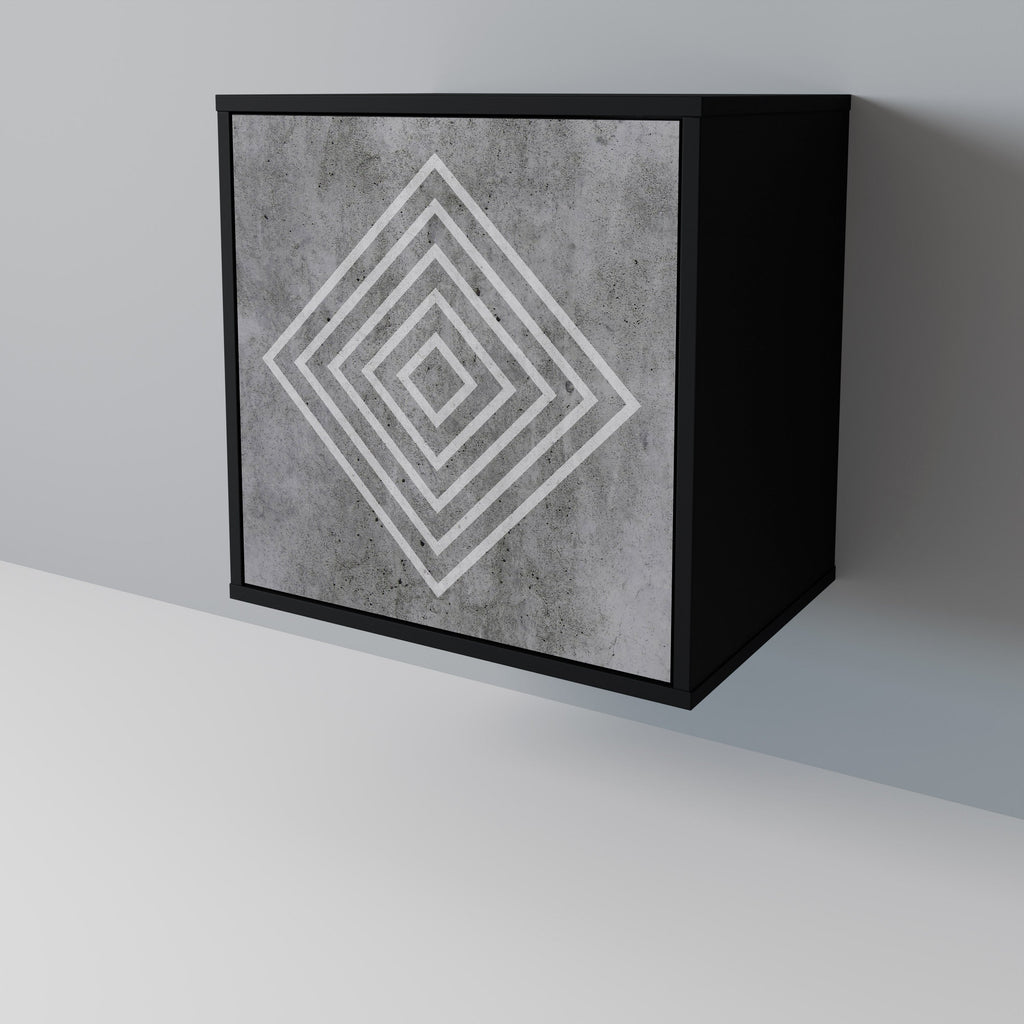 POLYGONAL ARTISTRY Aparador de 1 Porta em Acabamento Preto