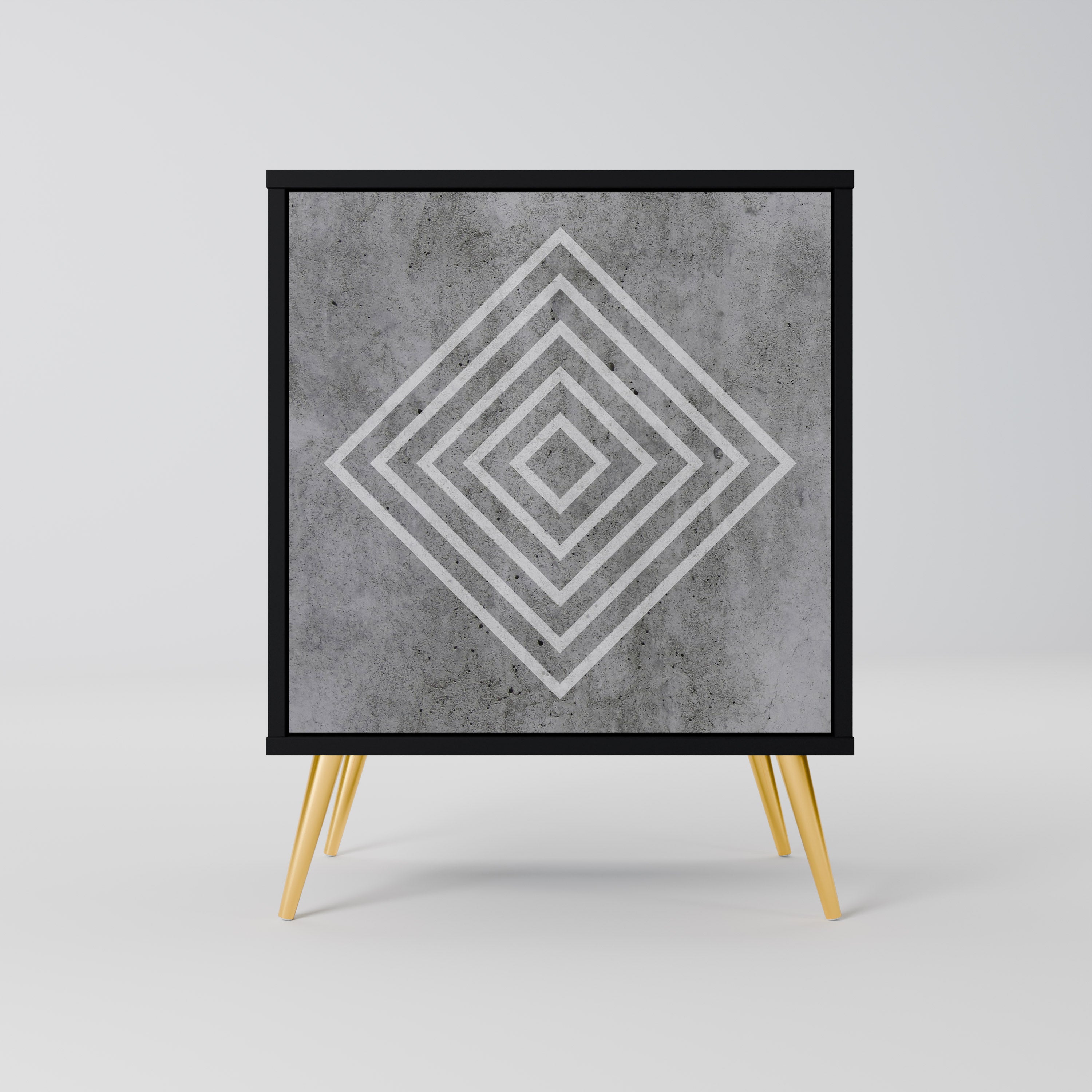 POLYGONAL ARTISTRY Aparador de 1 Porta em Acabamento Preto