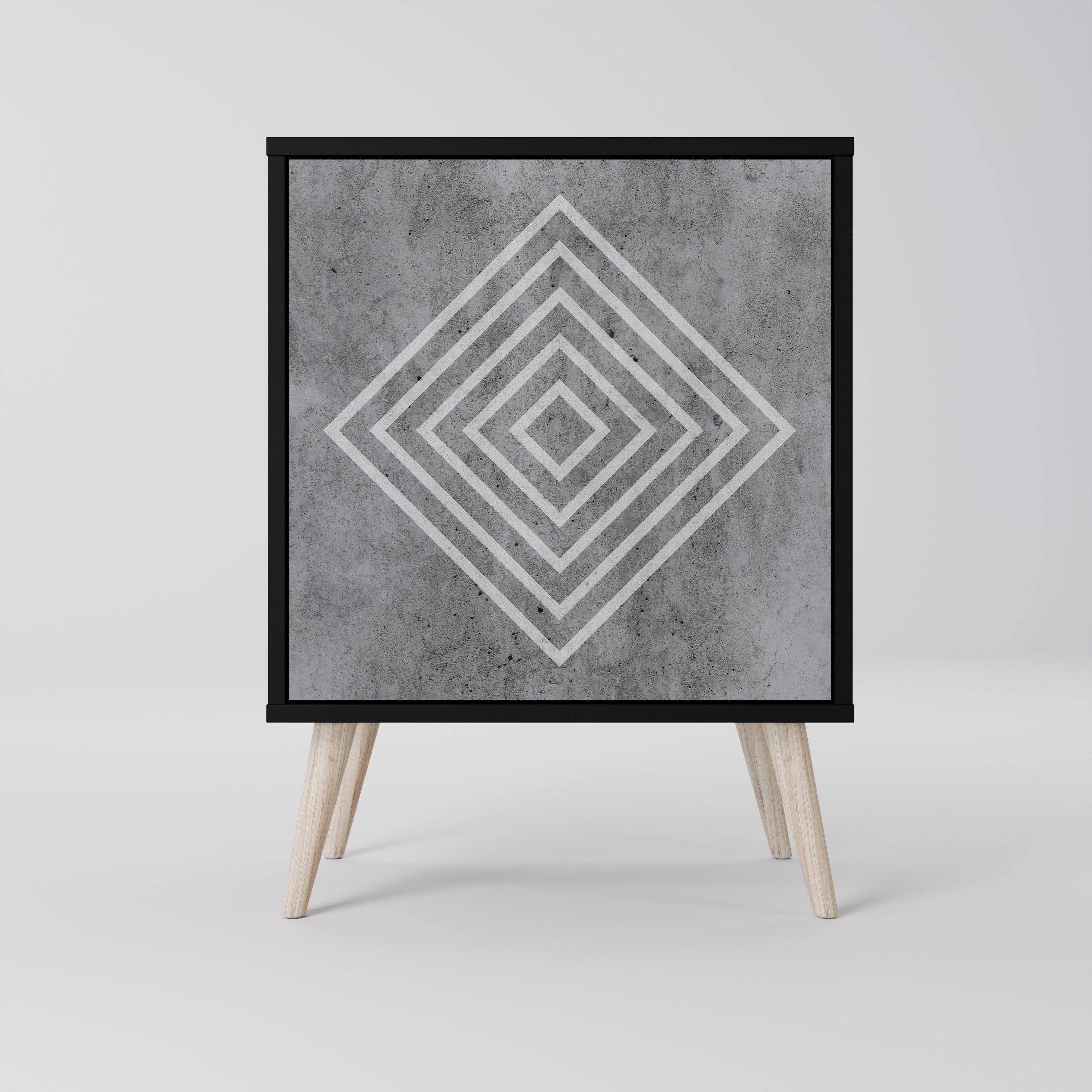 POLYGONAL ARTISTRY Aparador de 1 Porta em Acabamento Preto