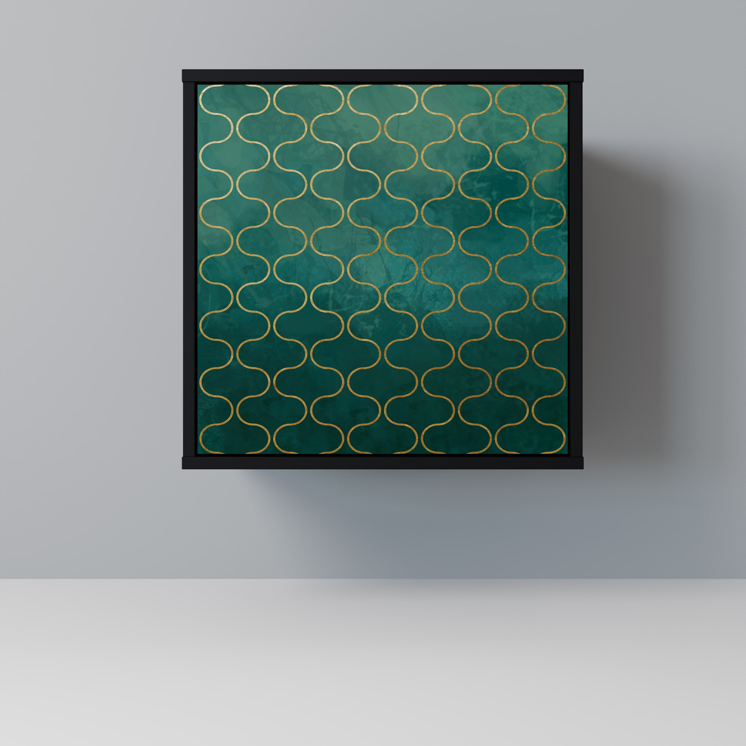 TESSELATED GREENERY Aparador de 1 Porta em Acabamento Preto