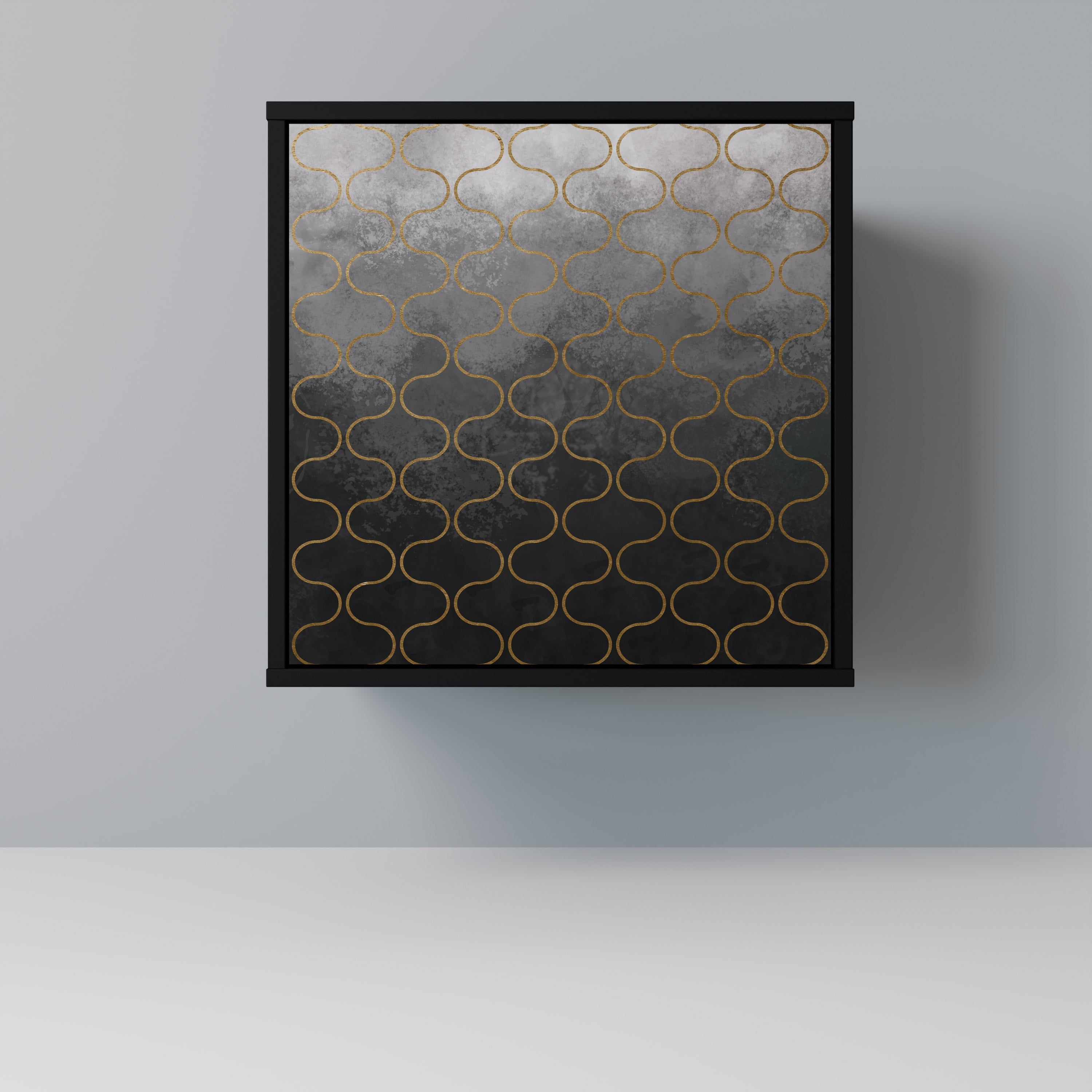 TESSELATED GRAYISH Aparador de 1 Porta em Acabamento Preto