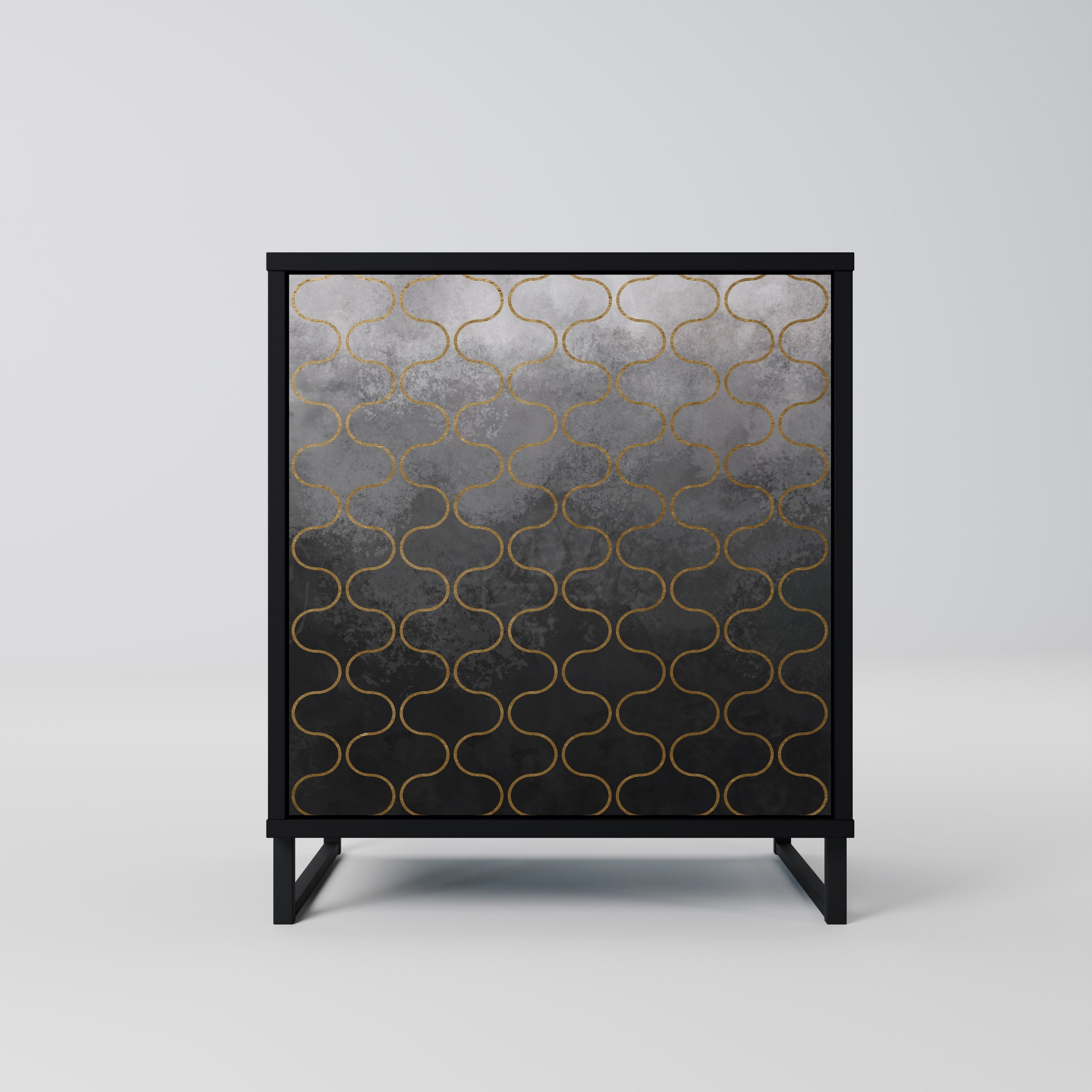 TESSELATED GRAYISH Aparador de 1 Porta em Acabamento Preto