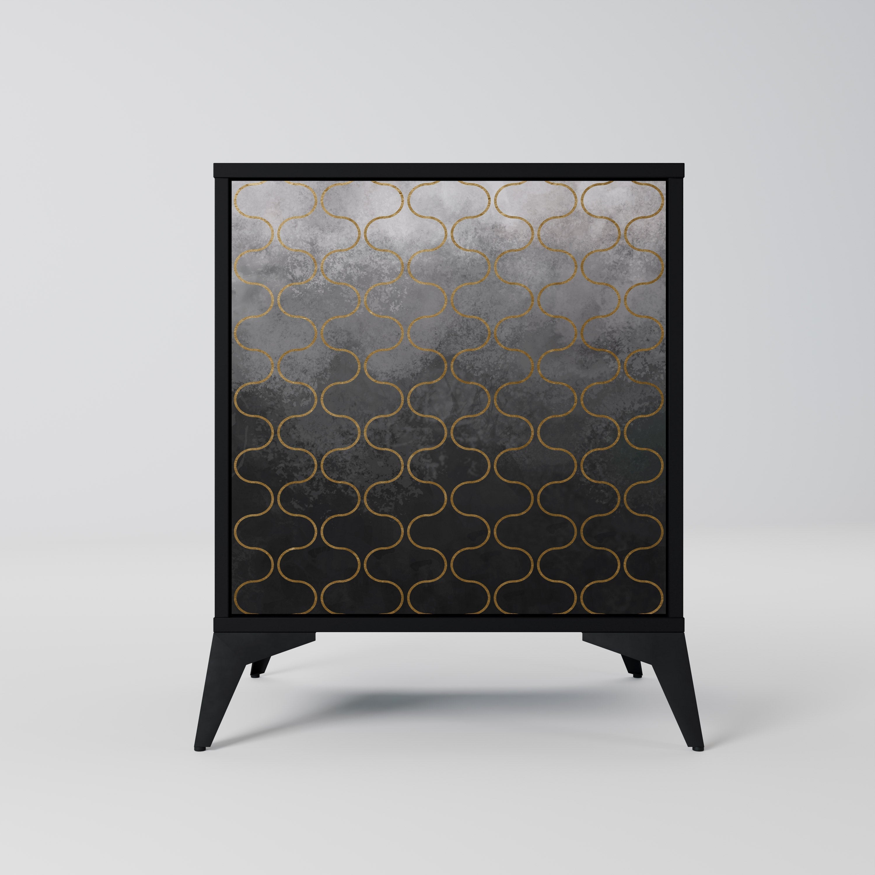 TESSELATED GRAYISH Aparador de 1 Porta em Acabamento Preto