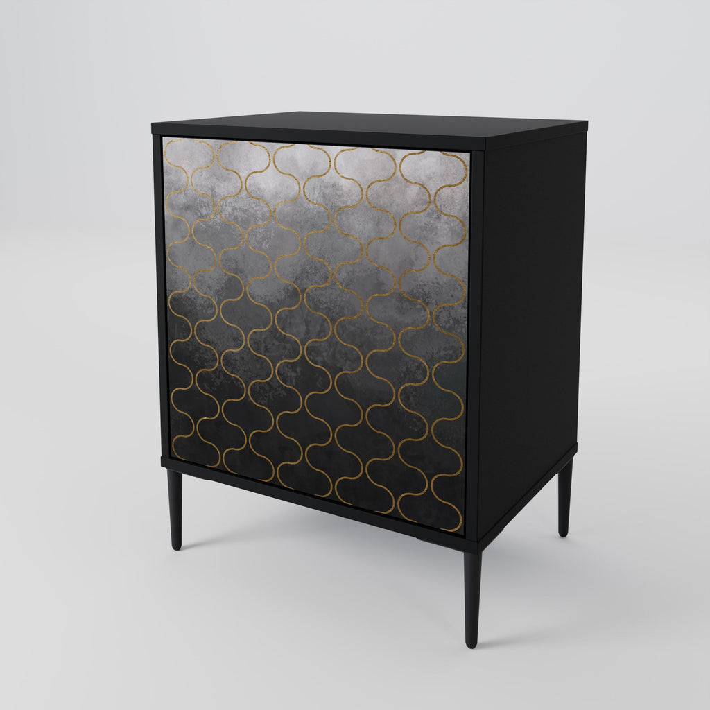 TESSELATED GRAYISH Aparador de 1 Porta em Acabamento Preto