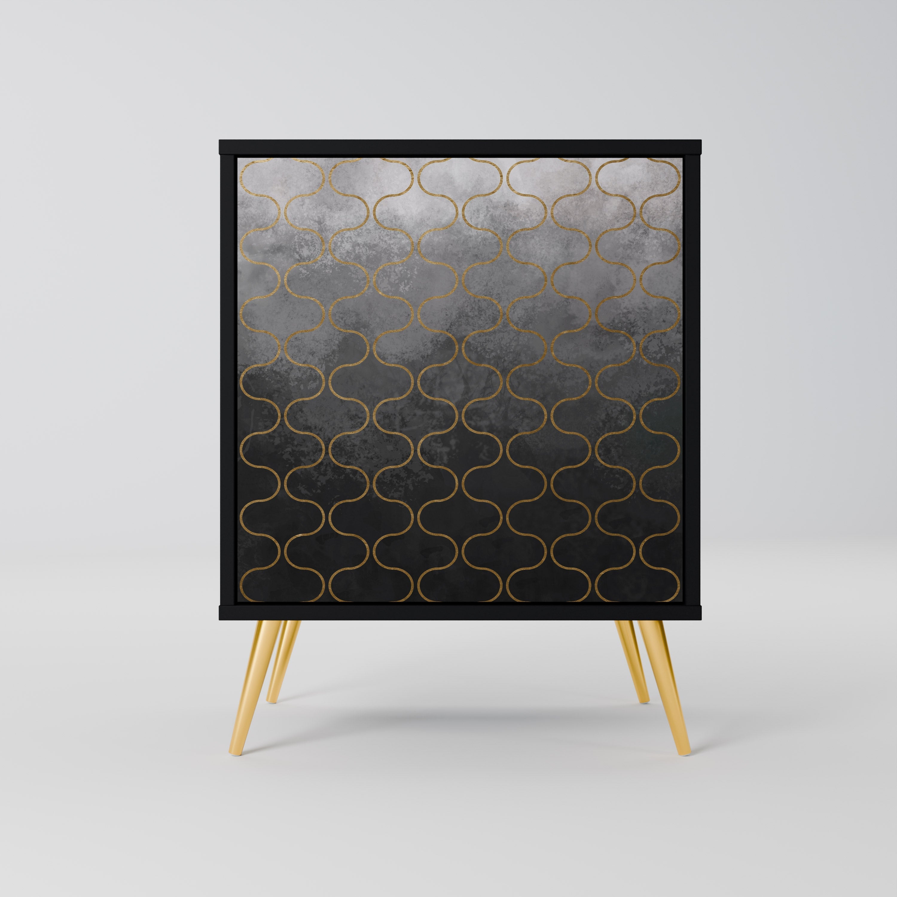 TESSELATED GRAYISH Aparador de 1 Porta em Acabamento Preto