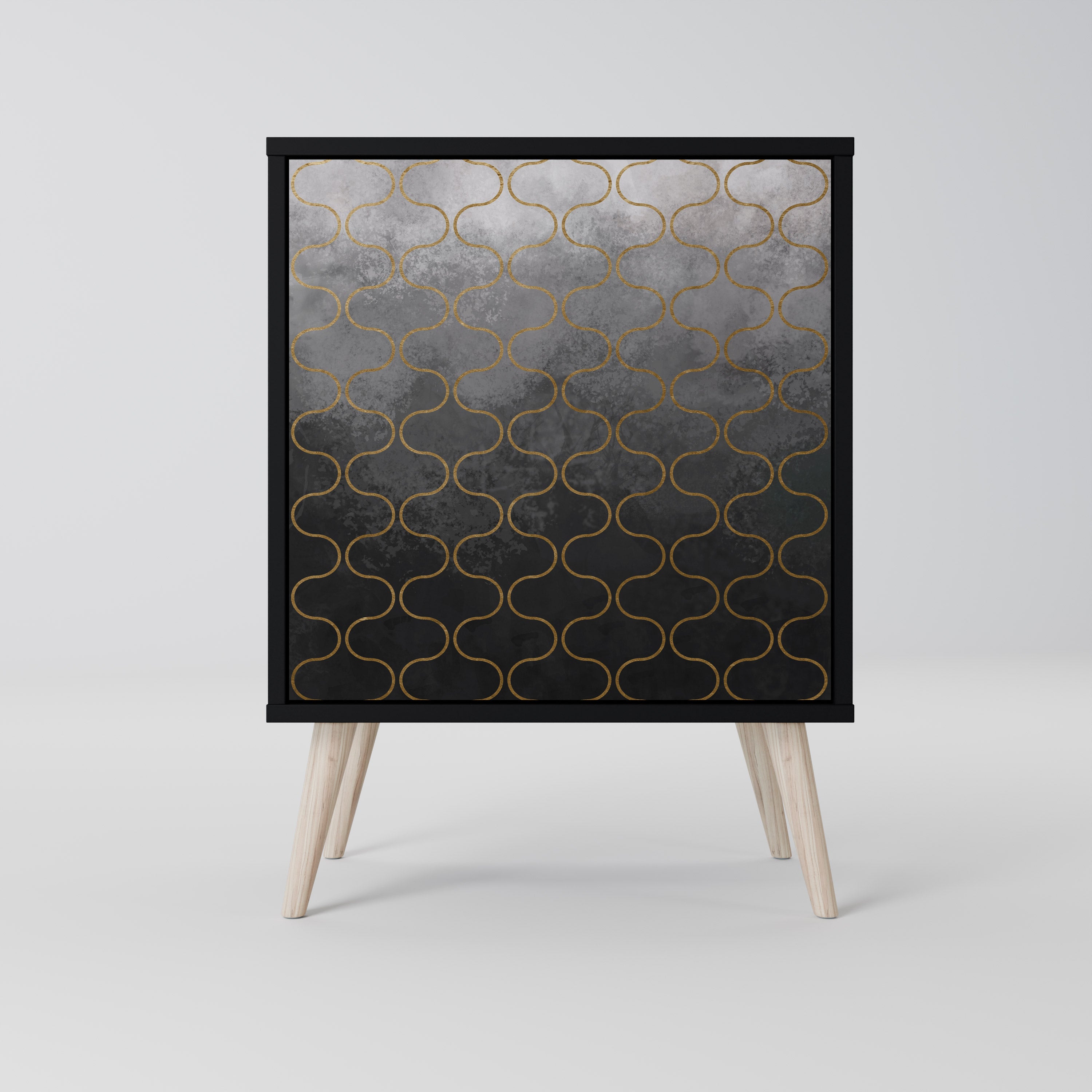 TESSELATED GRAYISH Aparador de 1 Porta em Acabamento Preto