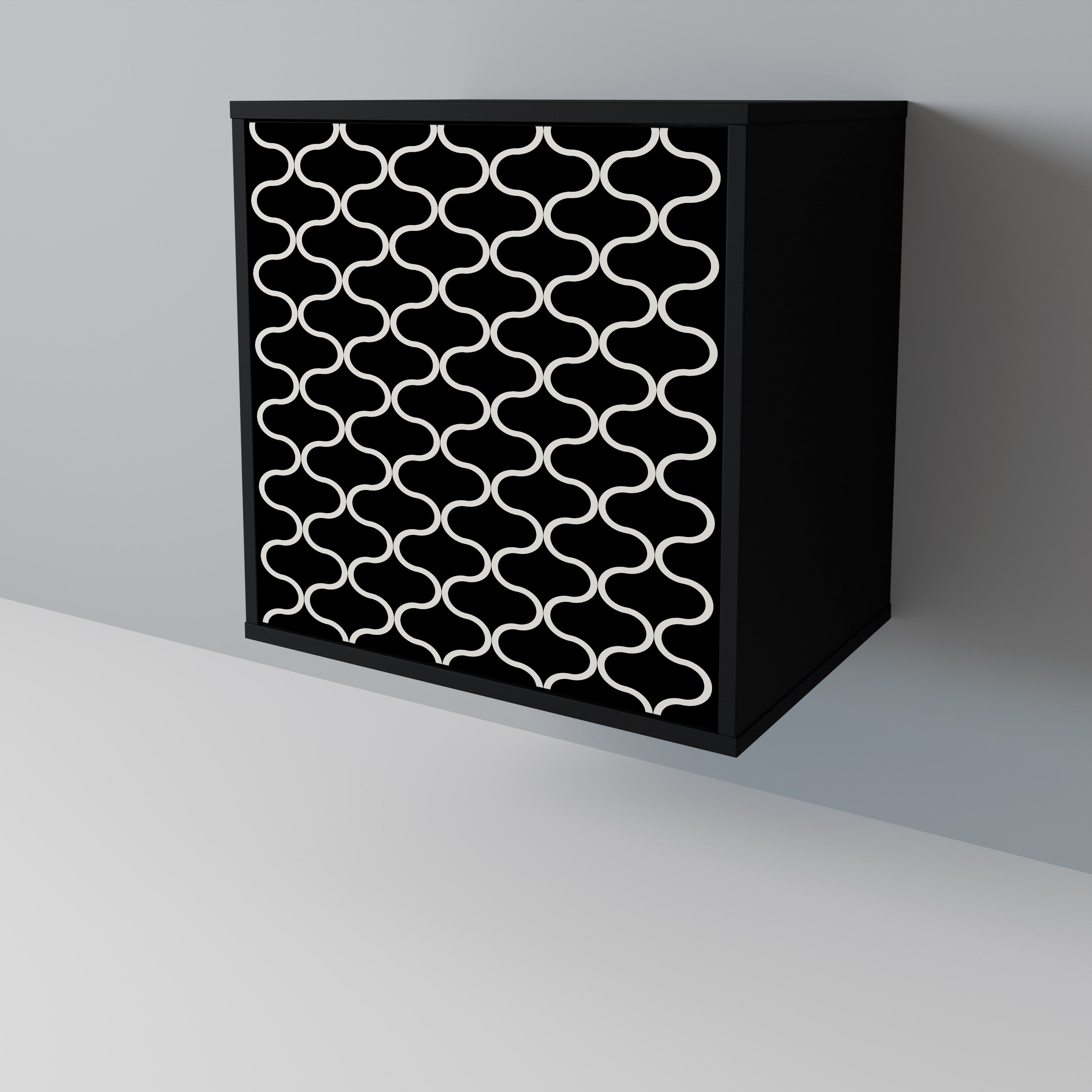 TESSELATED BLACKNESS Aparador de 1 Porta em Acabamento Preto