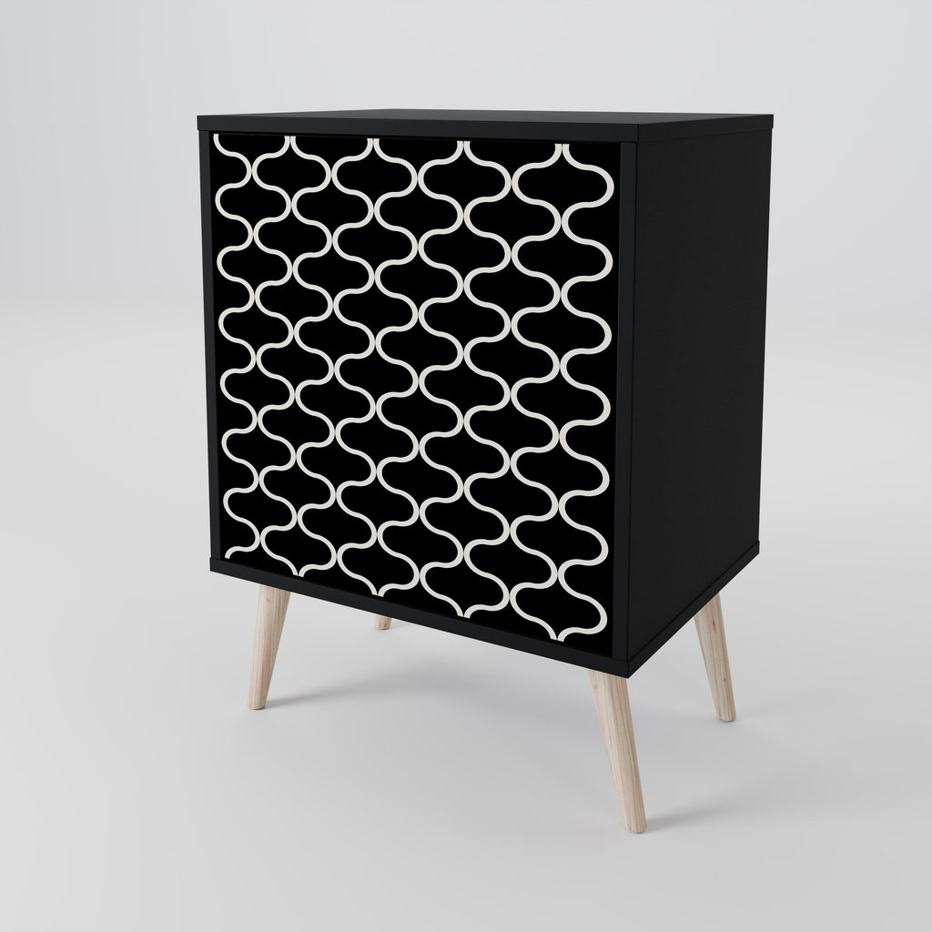 TESSELATED BLACKNESS Aparador de 1 Porta em Acabamento Preto