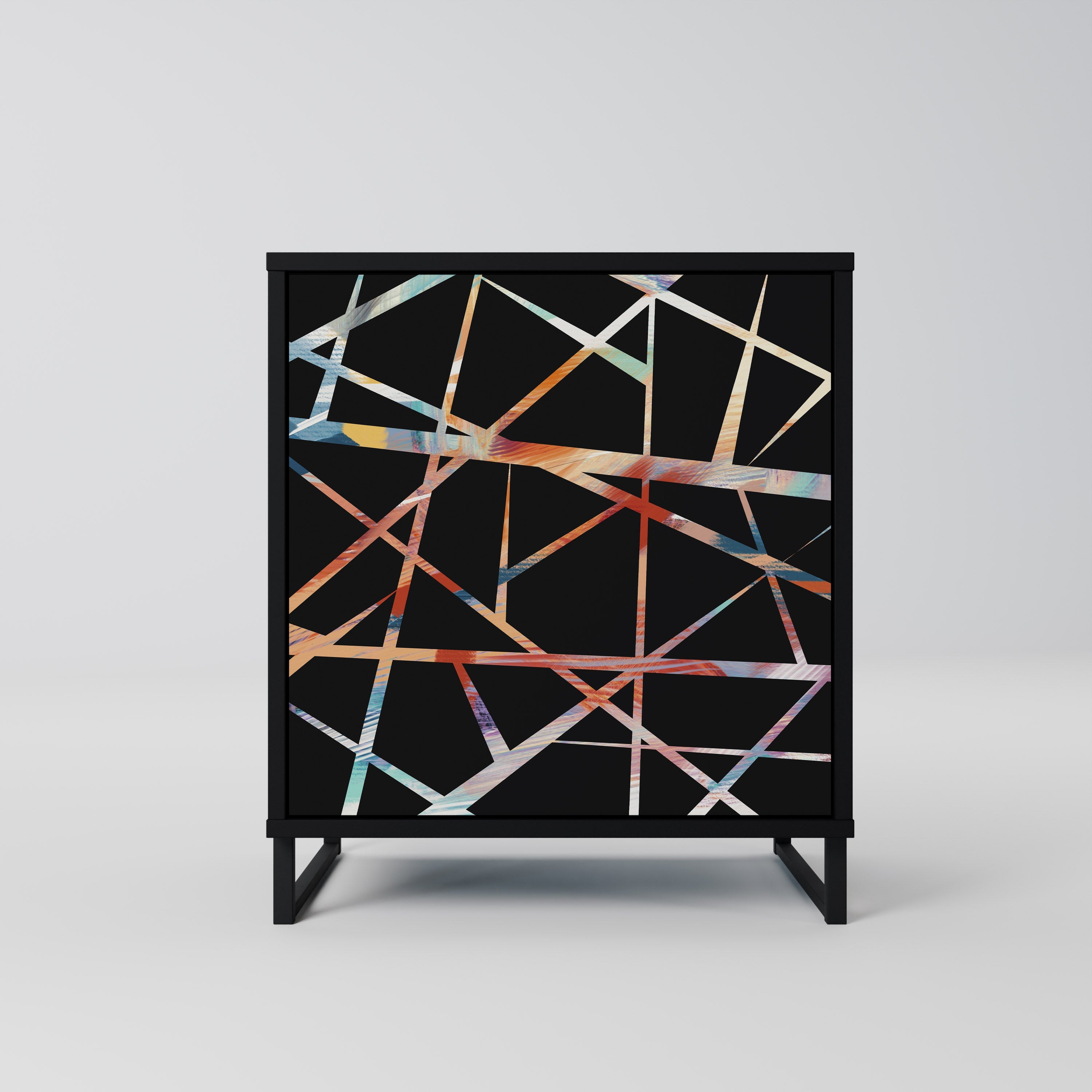 POLYGON VERVE Aparador de 1 Porta em Acabamento Preto