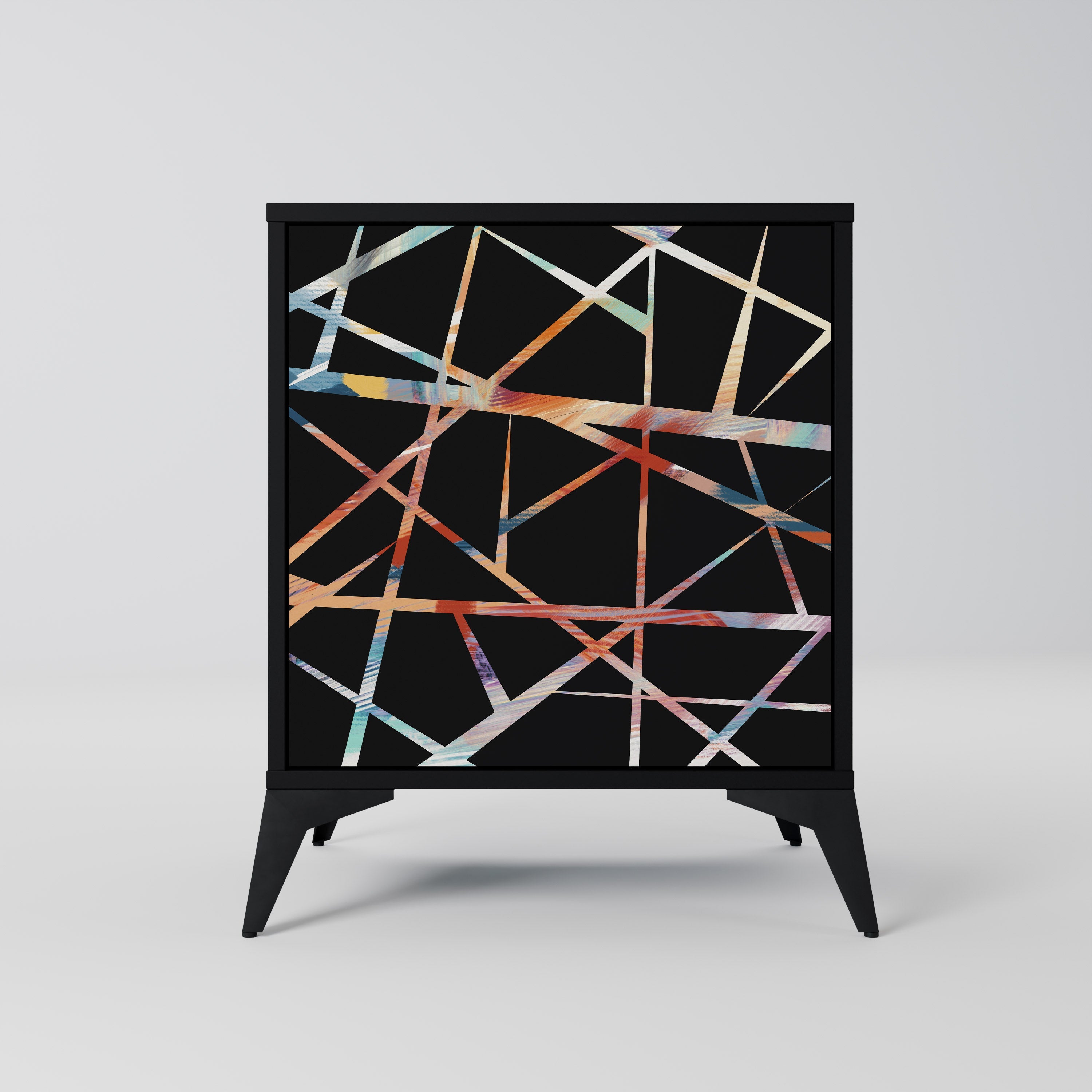 POLYGON VERVE Aparador de 1 Porta em Acabamento Preto