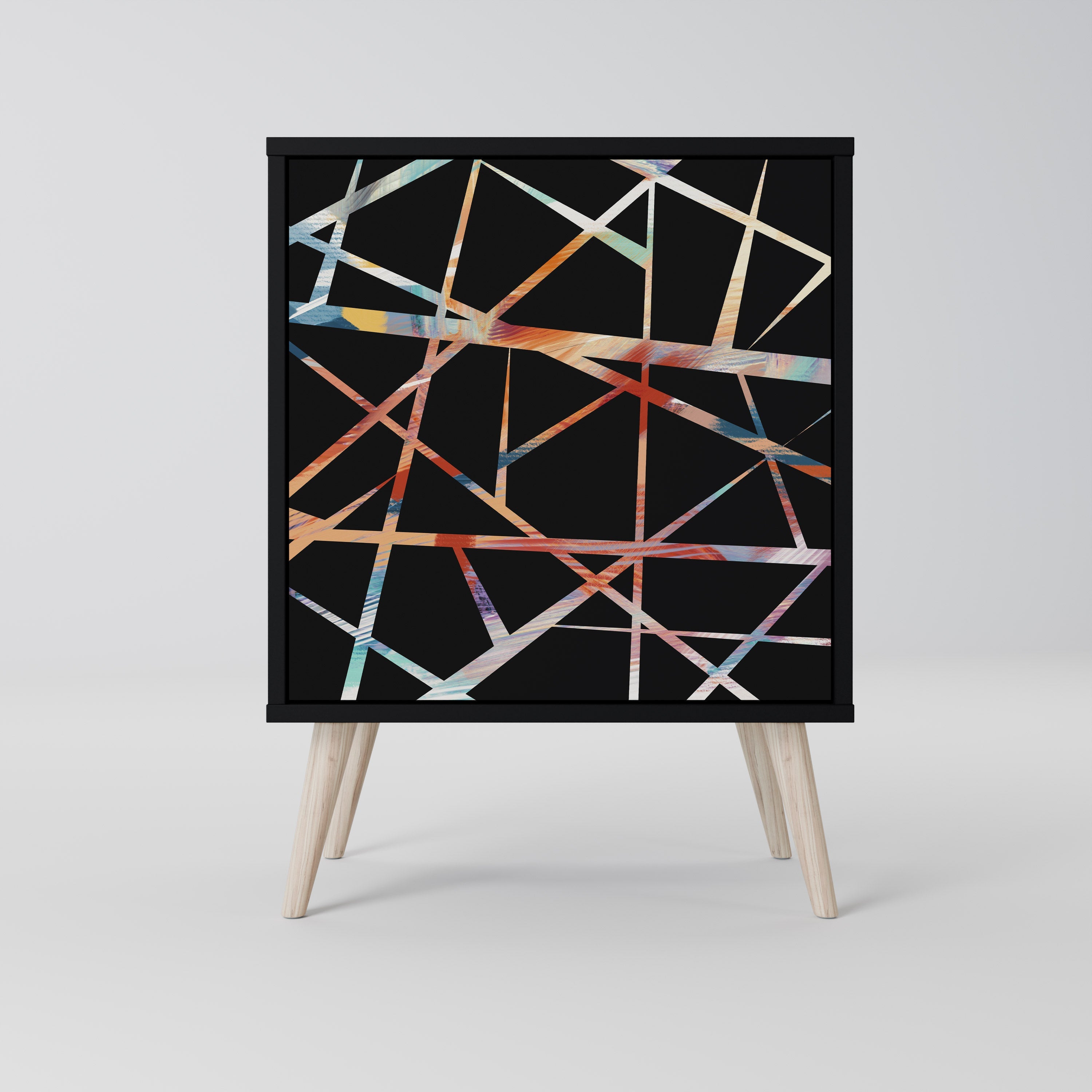 POLYGON VERVE Aparador de 1 Porta em Acabamento Preto