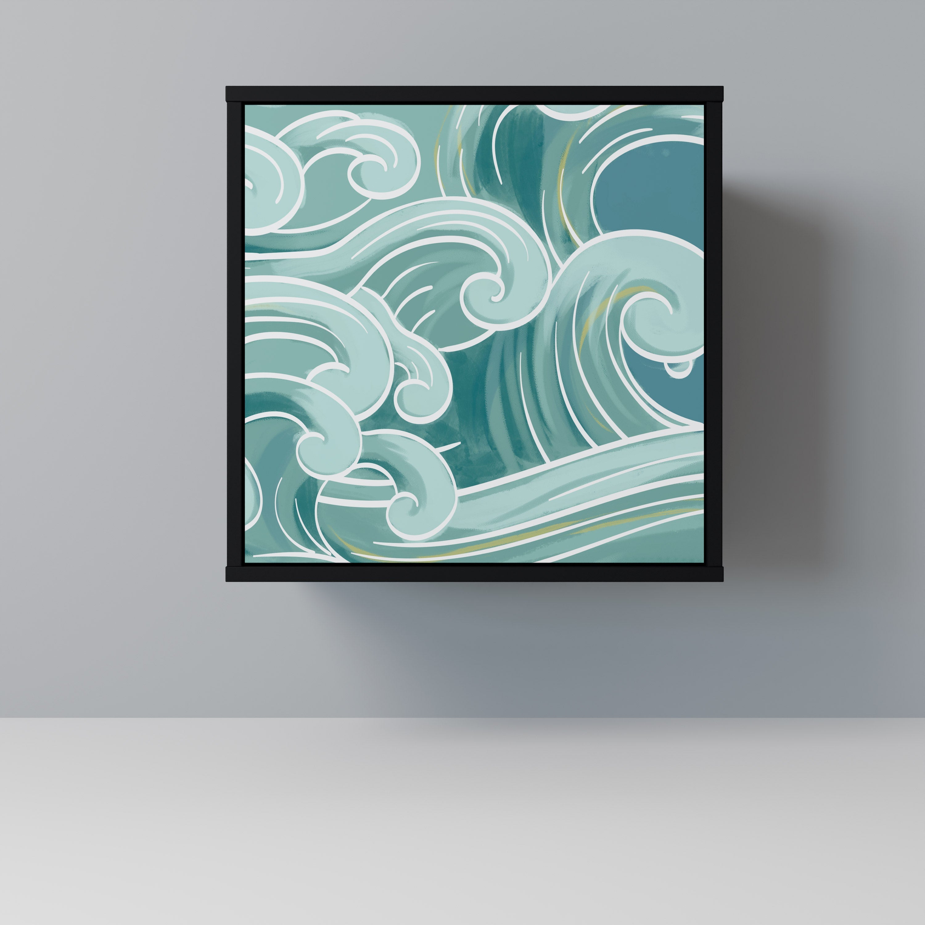 ASIAN SWAY Aparador de 1 Porta em Acabamento Preto