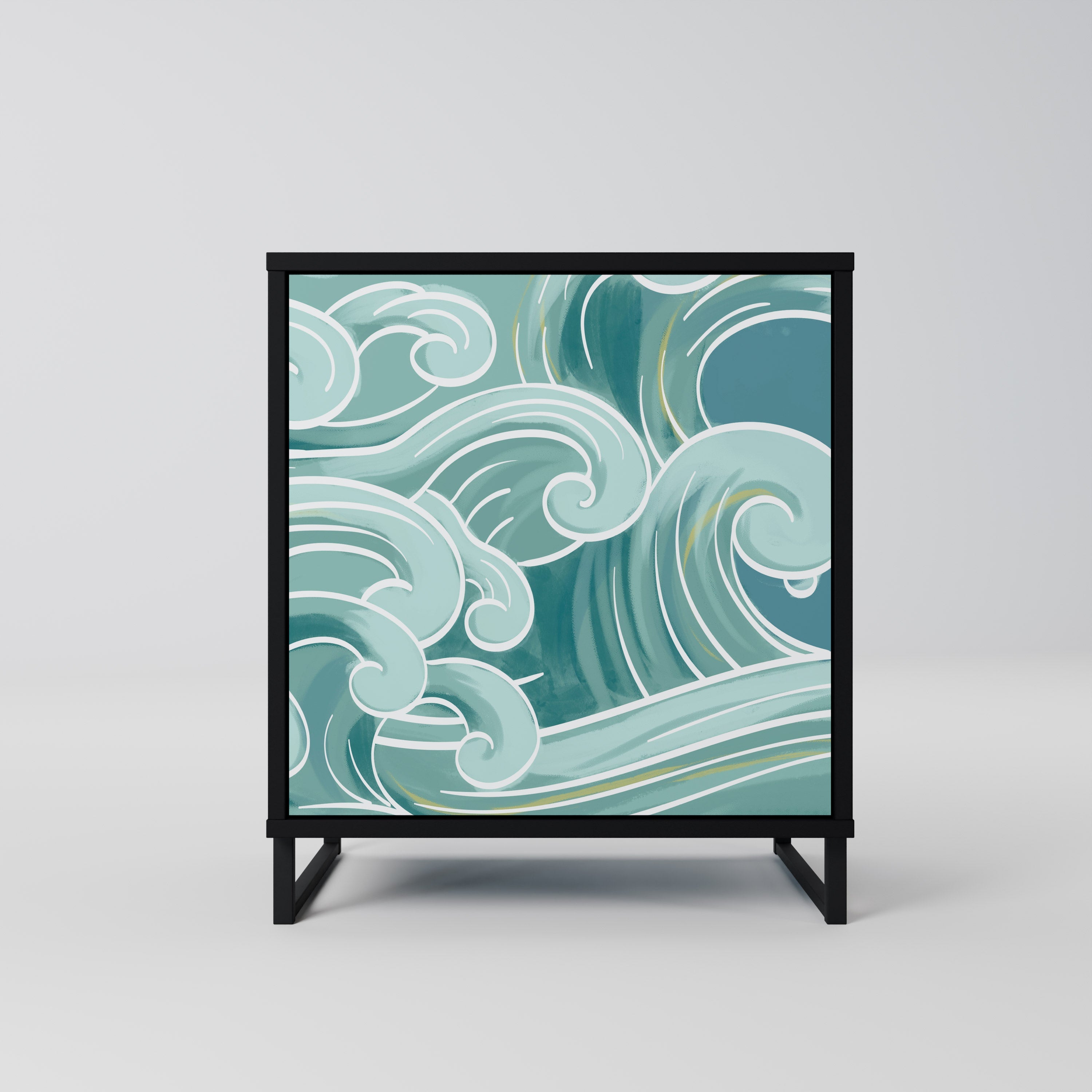 ASIAN SWAY Aparador de 1 Porta em Acabamento Preto