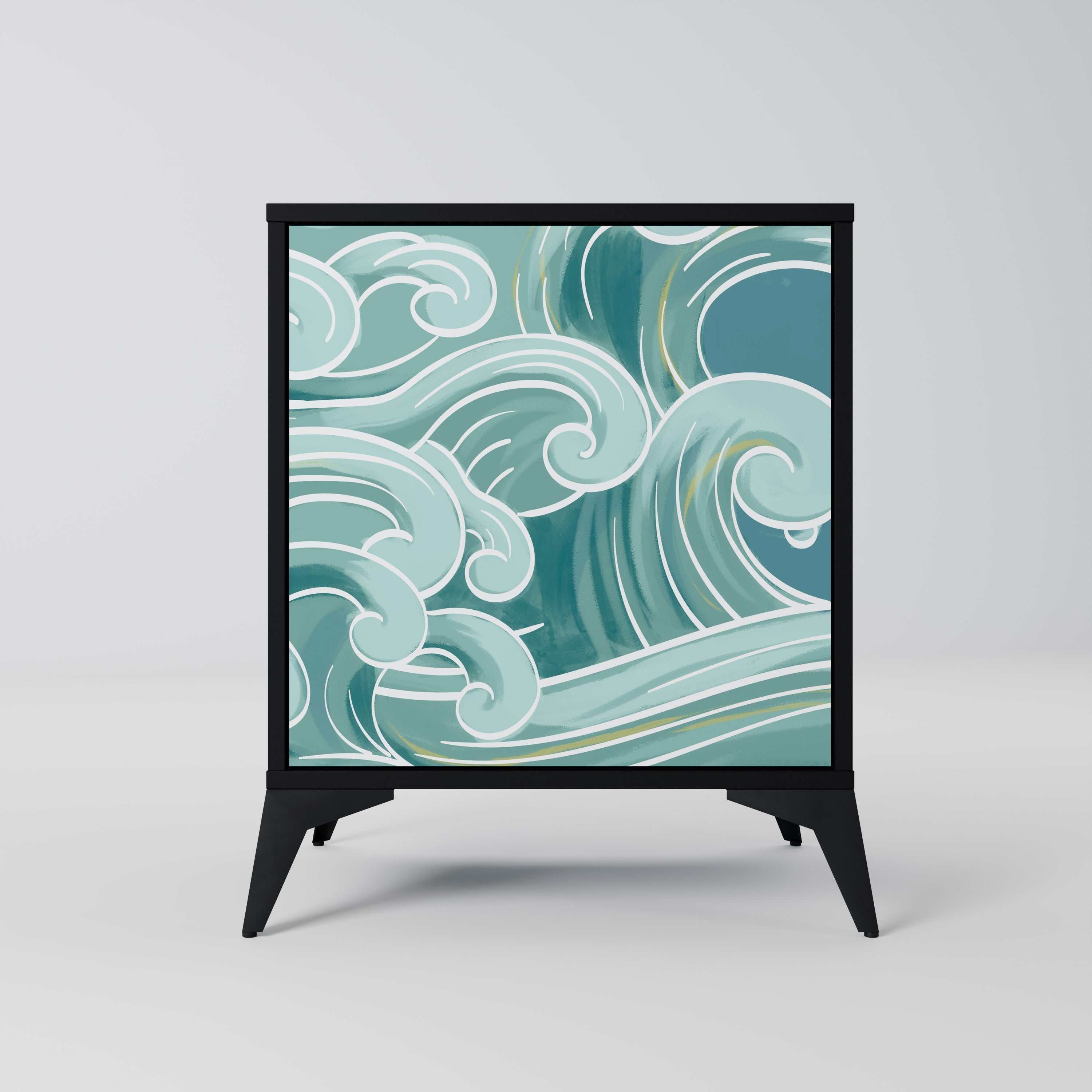 ASIAN SWAY Aparador de 1 Porta em Acabamento Preto