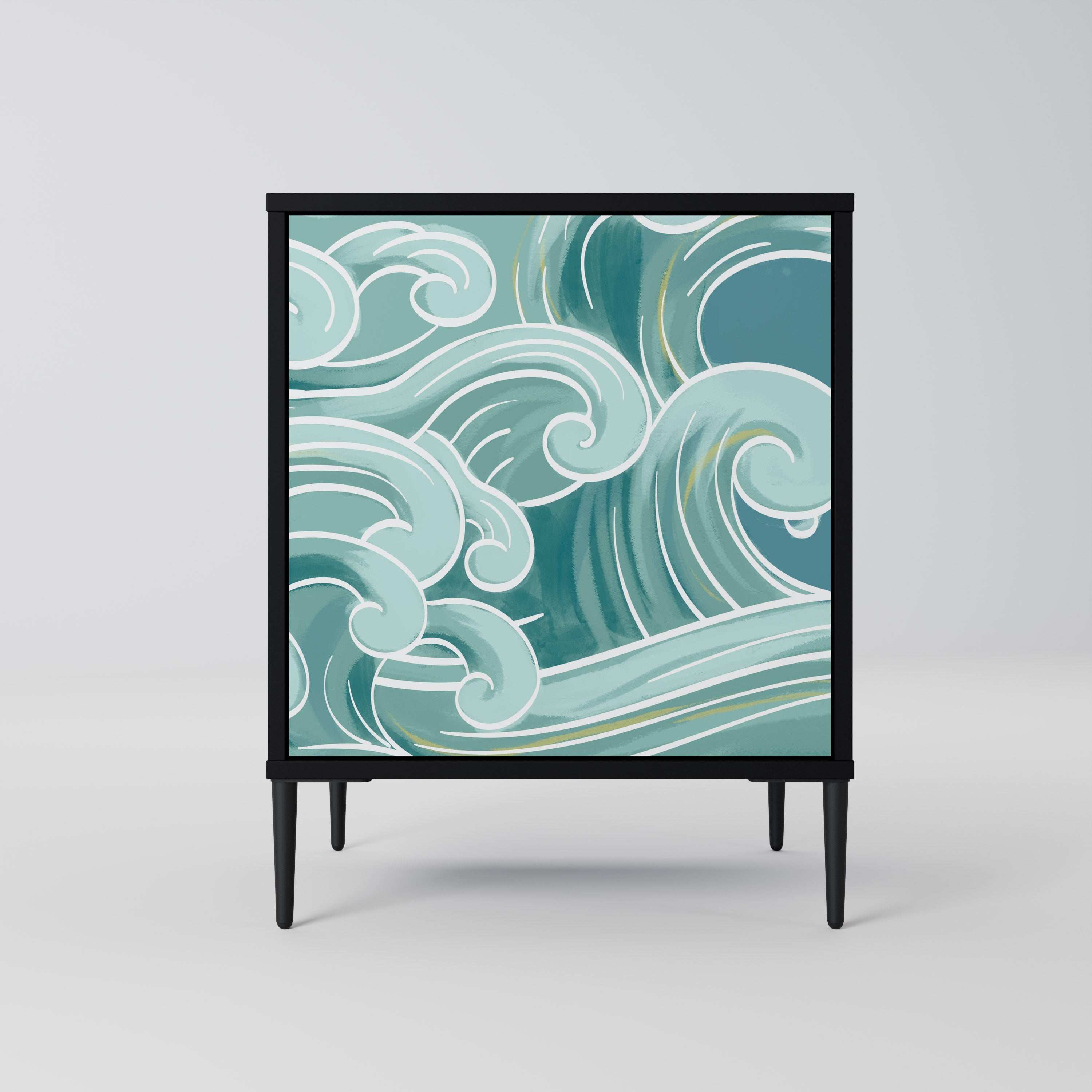 ASIAN SWAY Aparador de 1 Porta em Acabamento Preto