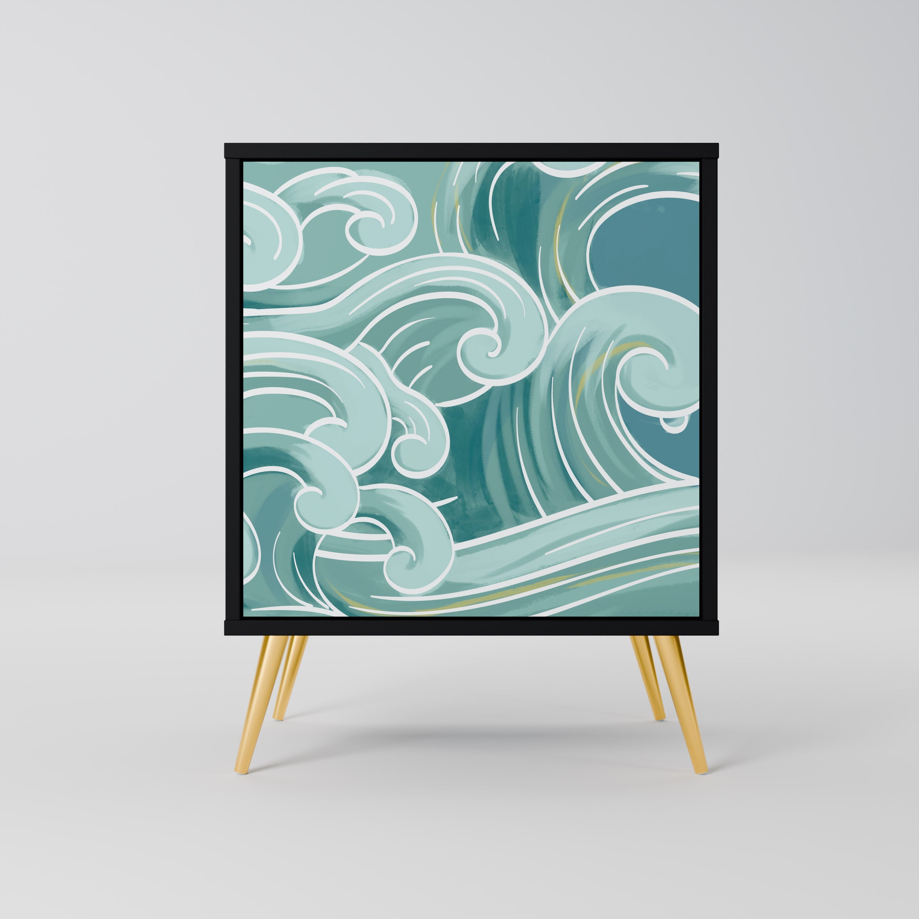 ASIAN SWAY Aparador de 1 Porta em Acabamento Preto