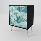 ASIAN SWAY Aparador de 1 Porta em Acabamento Preto