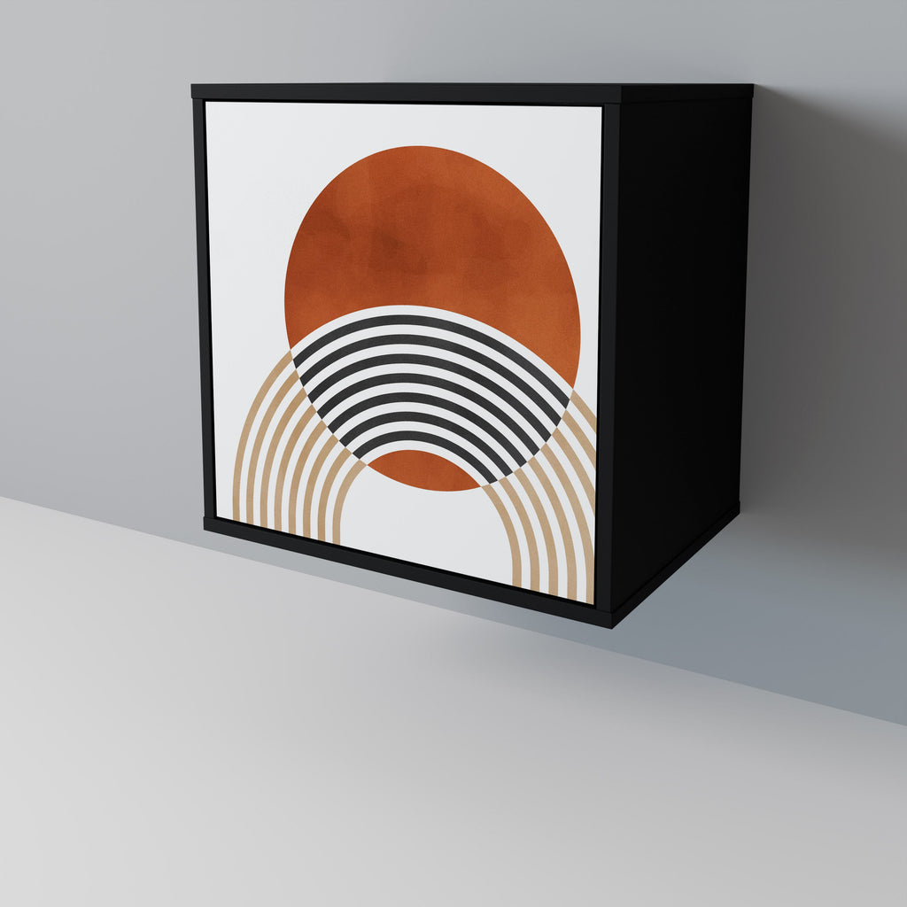 CIRCLE RHYTM Aparador de 1 Porta em Acabamento Preto