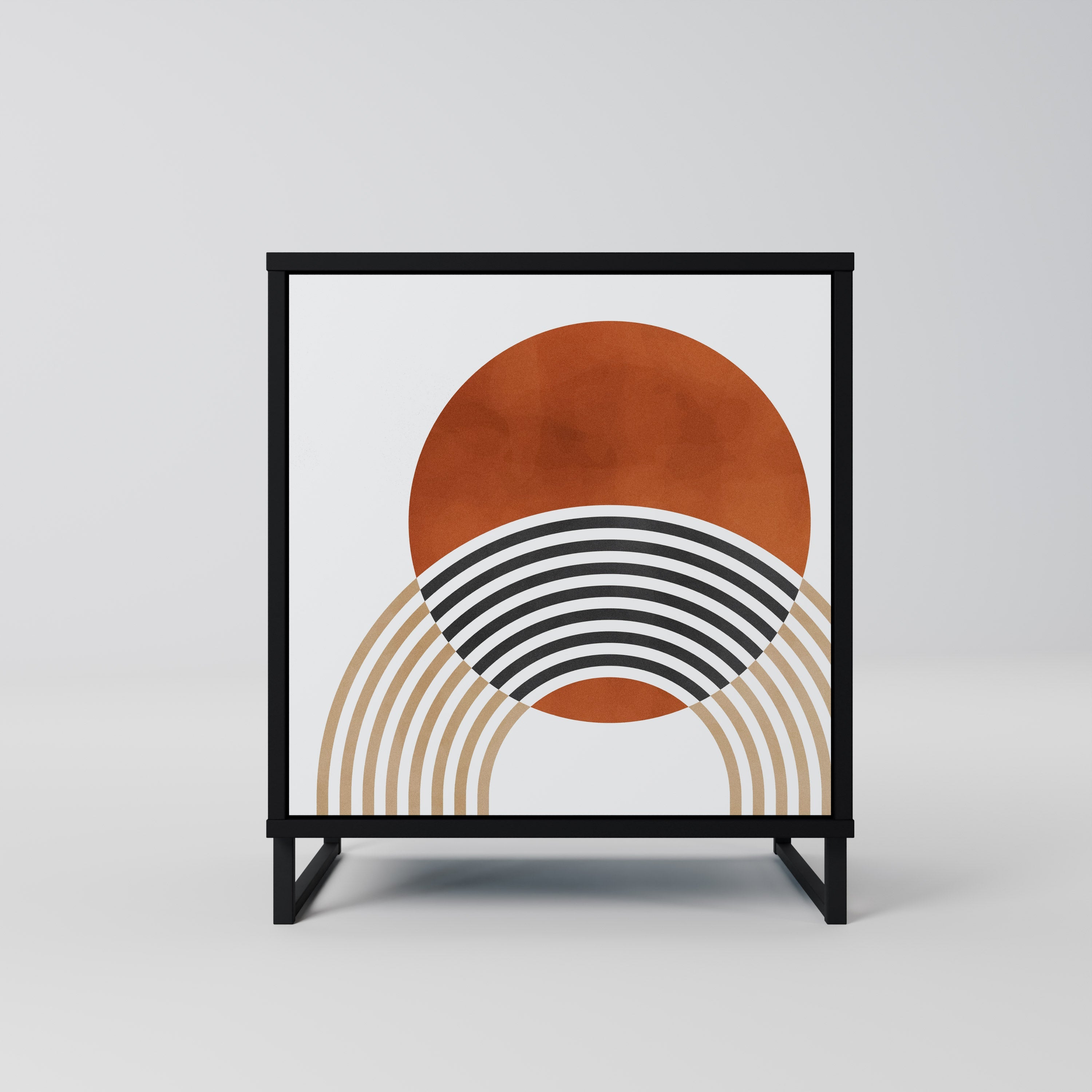 CIRCLE RHYTM Aparador de 1 Porta em Acabamento Preto