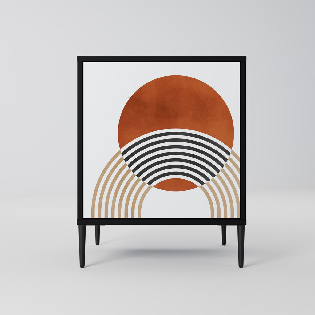 CIRCLE RHYTM Aparador de 1 Porta em Acabamento Preto