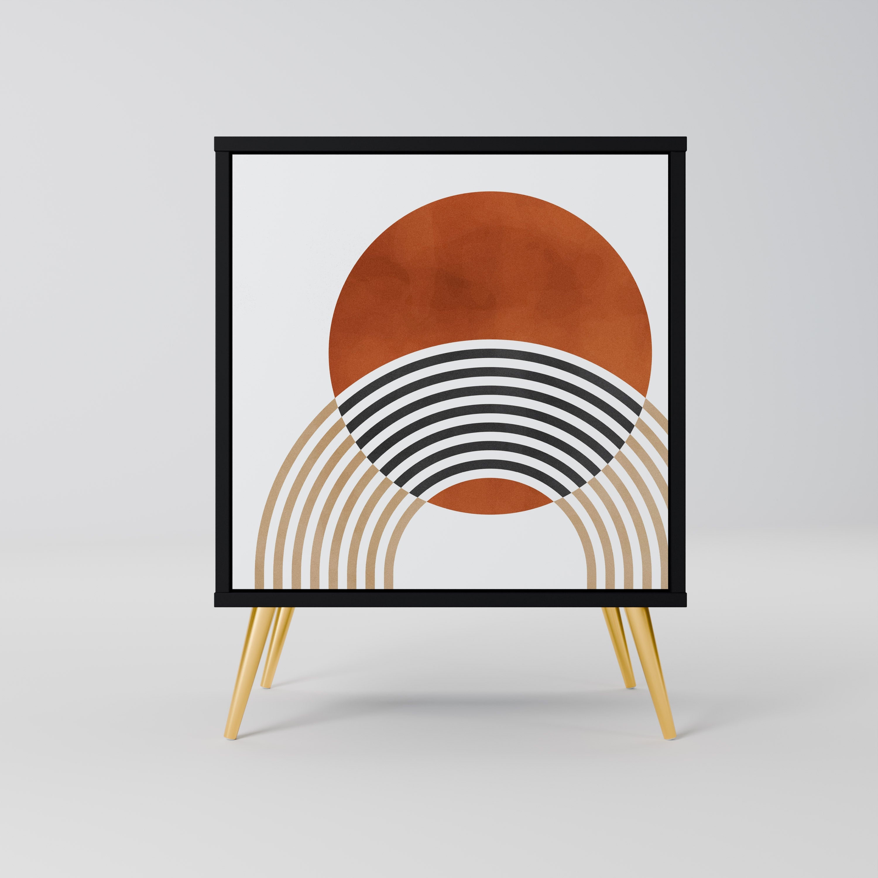 CIRCLE RHYTM Aparador de 1 Porta em Acabamento Preto