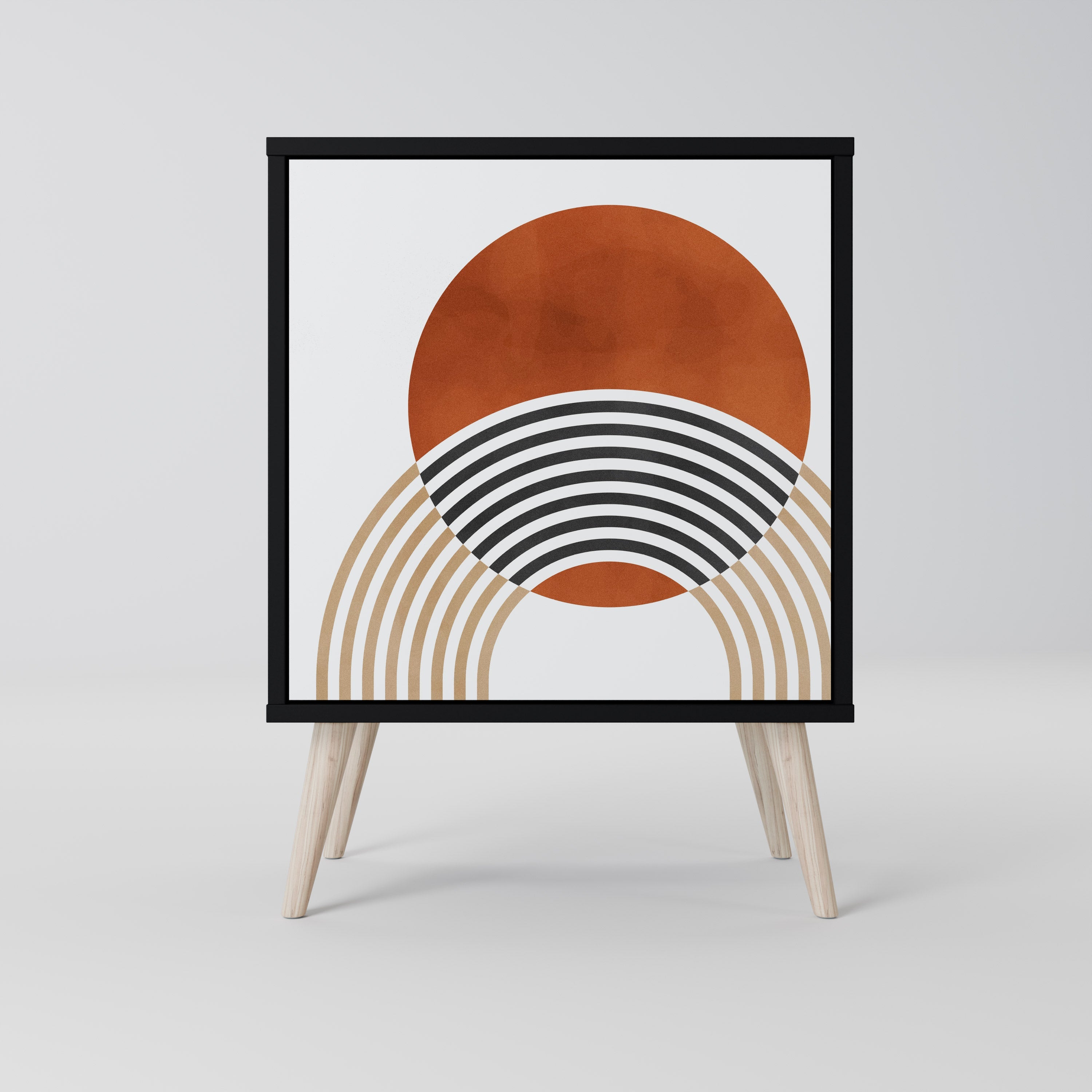 CIRCLE RHYTM Aparador de 1 Porta em Acabamento Preto