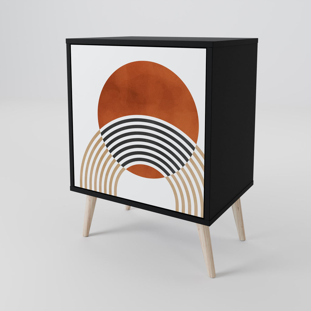 CIRCLE RHYTM Aparador de 1 Porta em Acabamento Preto