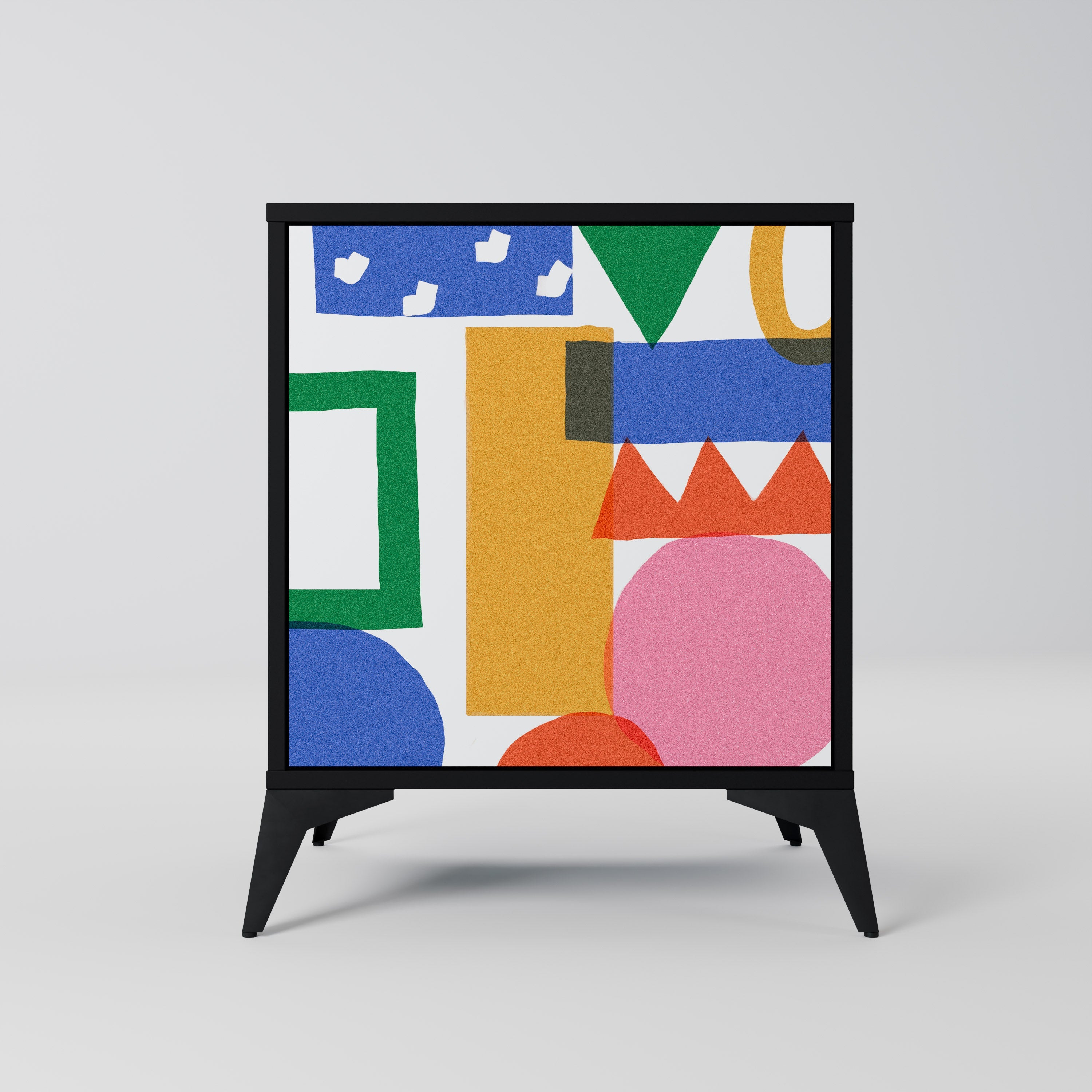 GEOMETRIC GLIMMER Aparador de 1 Porta em Acabamento Preto