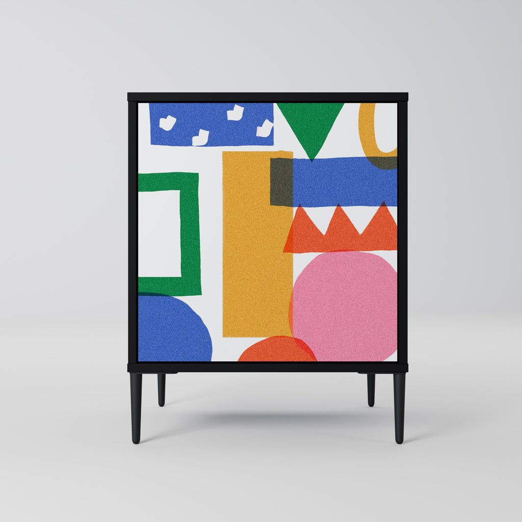 GEOMETRIC GLIMMER Aparador de 1 Porta em Acabamento Preto