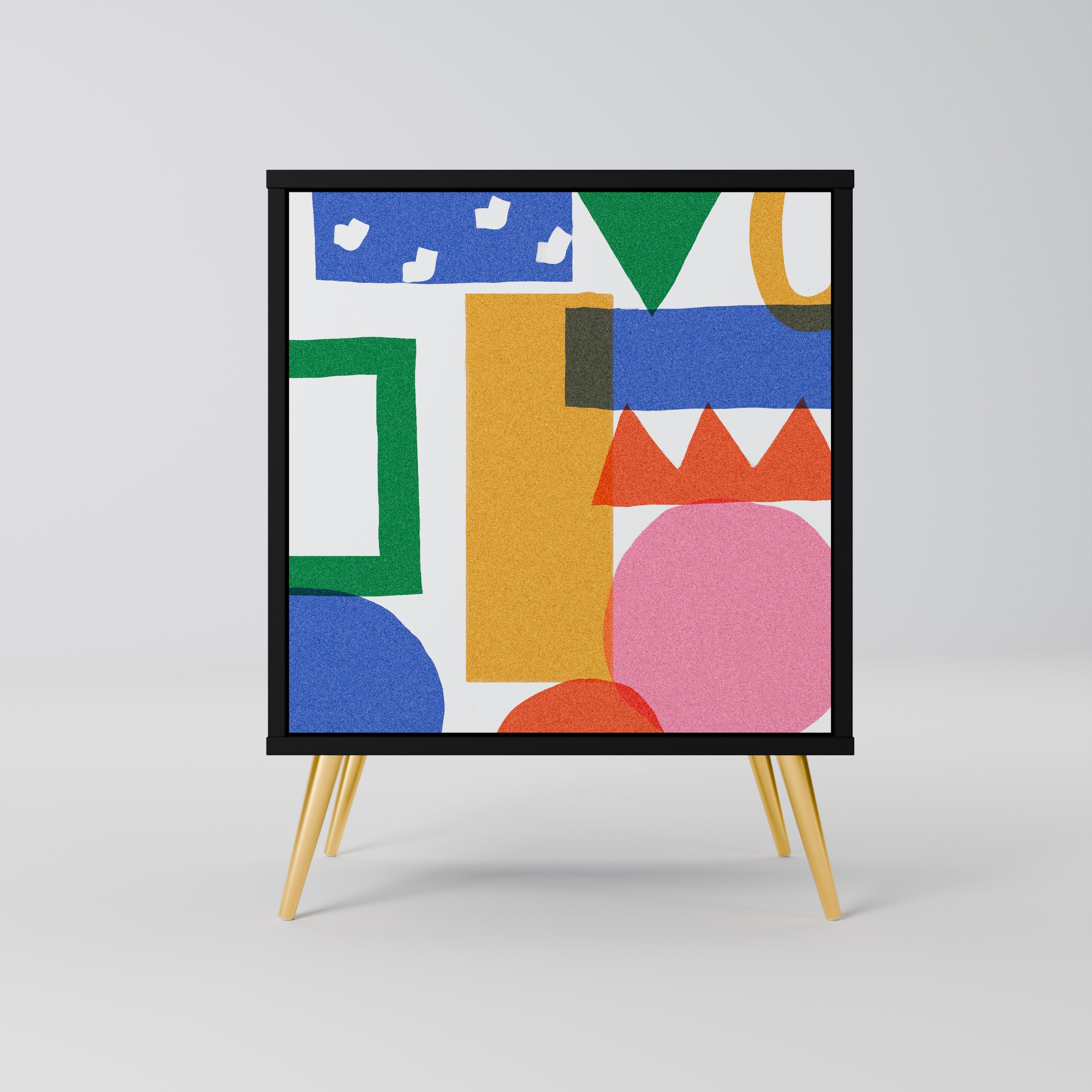 GEOMETRIC GLIMMER Aparador de 1 Porta em Acabamento Preto