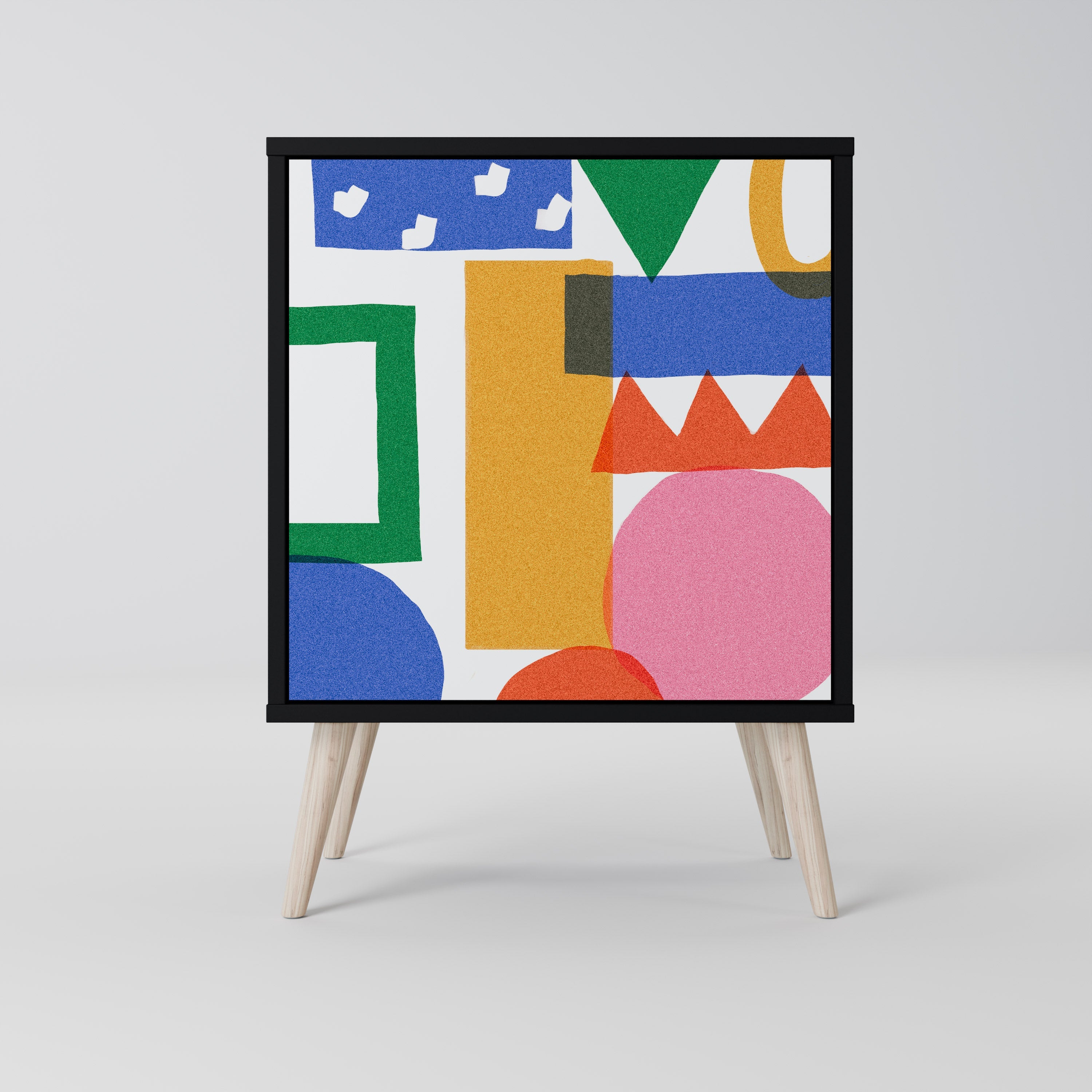 GEOMETRIC GLIMMER Aparador de 1 Porta em Acabamento Preto