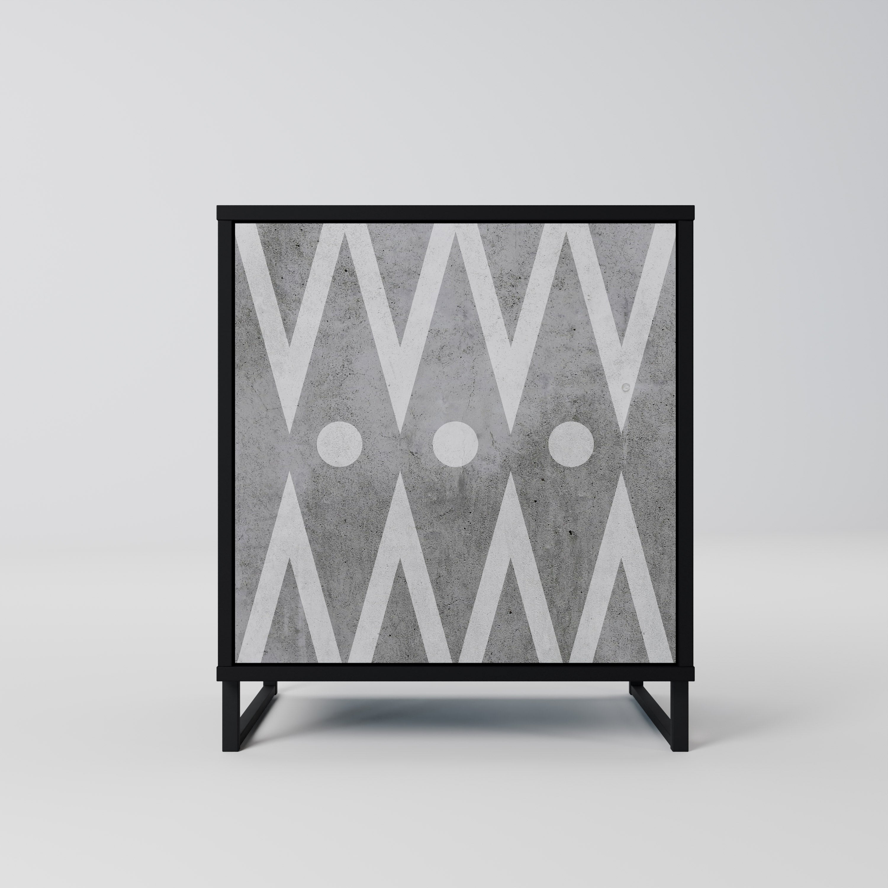 SHARP EDGES Aparador de 1 Porta em Acabamento Preto