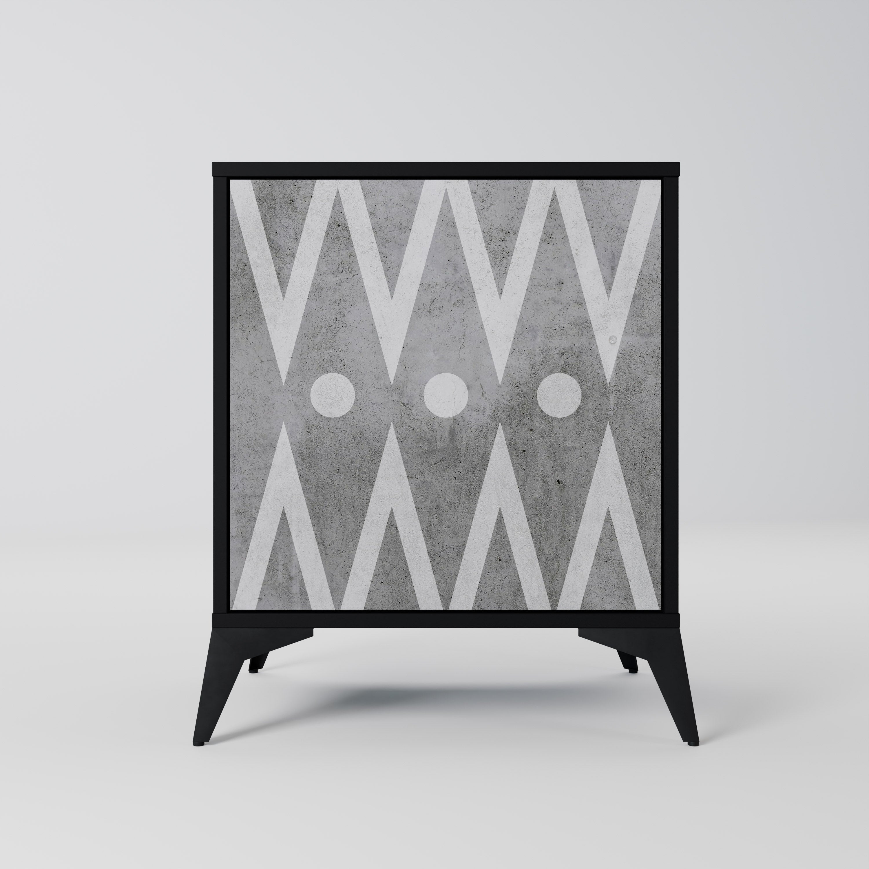 SHARP EDGES Aparador de 1 Porta em Acabamento Preto