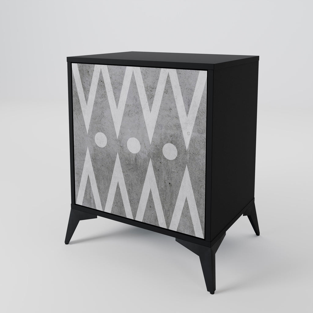 SHARP EDGES 1-Door Sideboard in Black Finish