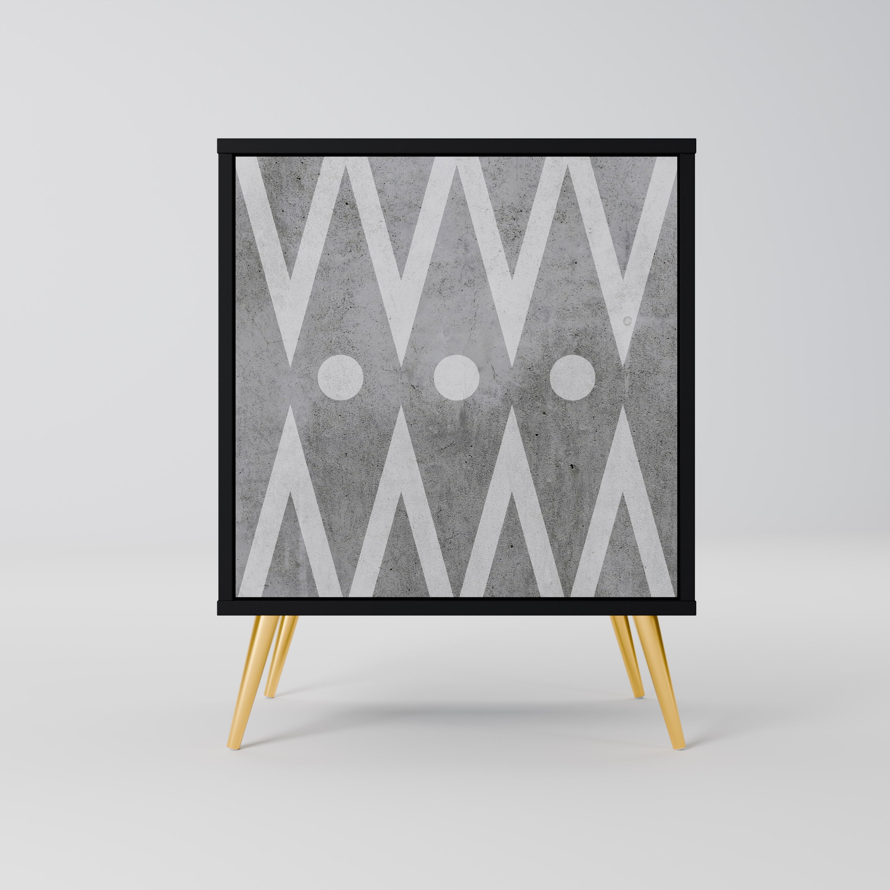 SHARP EDGES Aparador de 1 Porta em Acabamento Preto