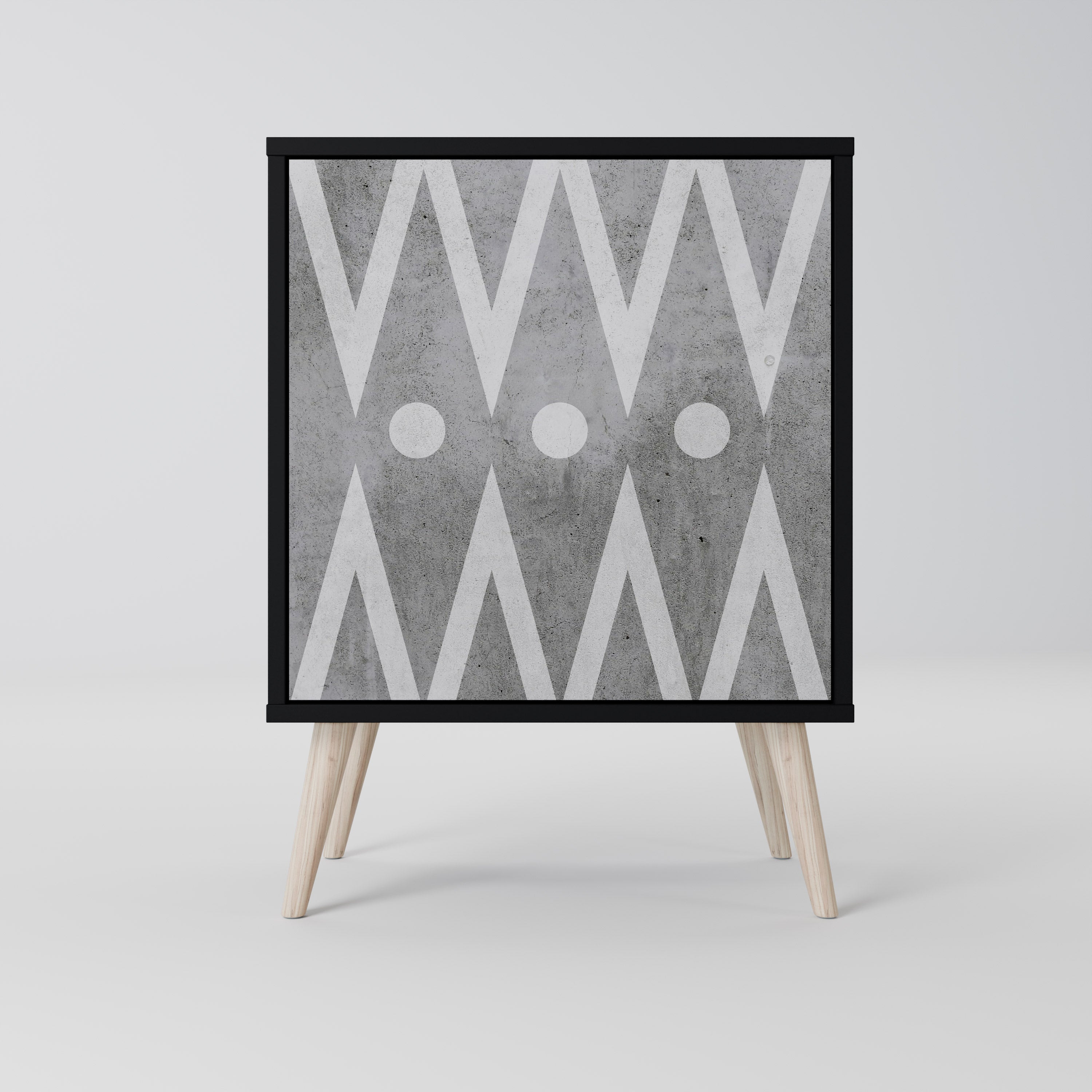 SHARP EDGES Aparador de 1 Porta em Acabamento Preto