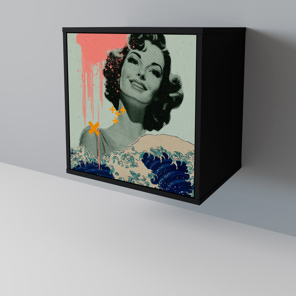 KANAGAWA BEAUTY 1-Door Sideboard in Black Finish