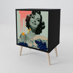 KANAGAWA BEAUTY 1-Door Sideboard in Black Finish