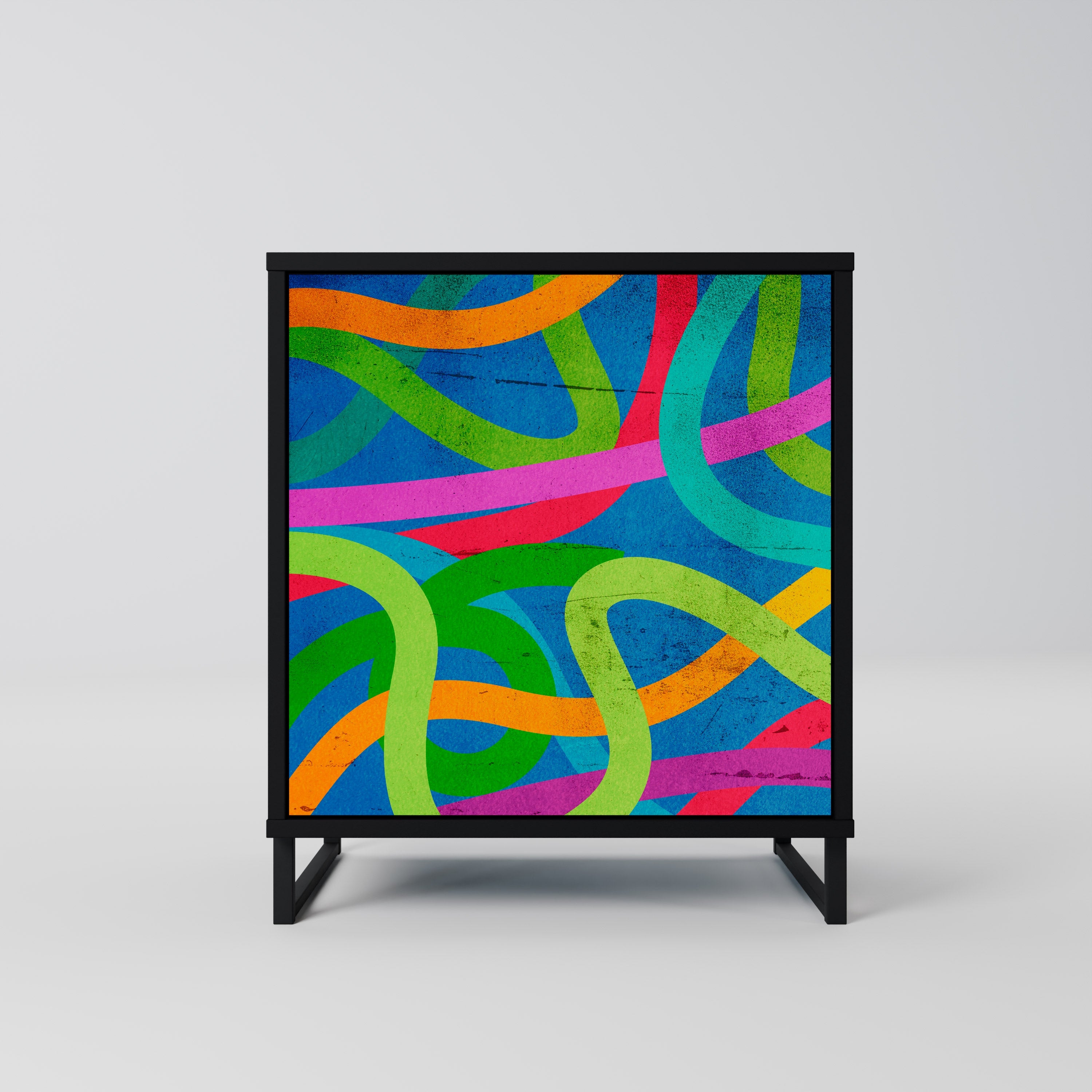 STREAMER TANGLE Aparador de 1 Porta em Acabamento Preto