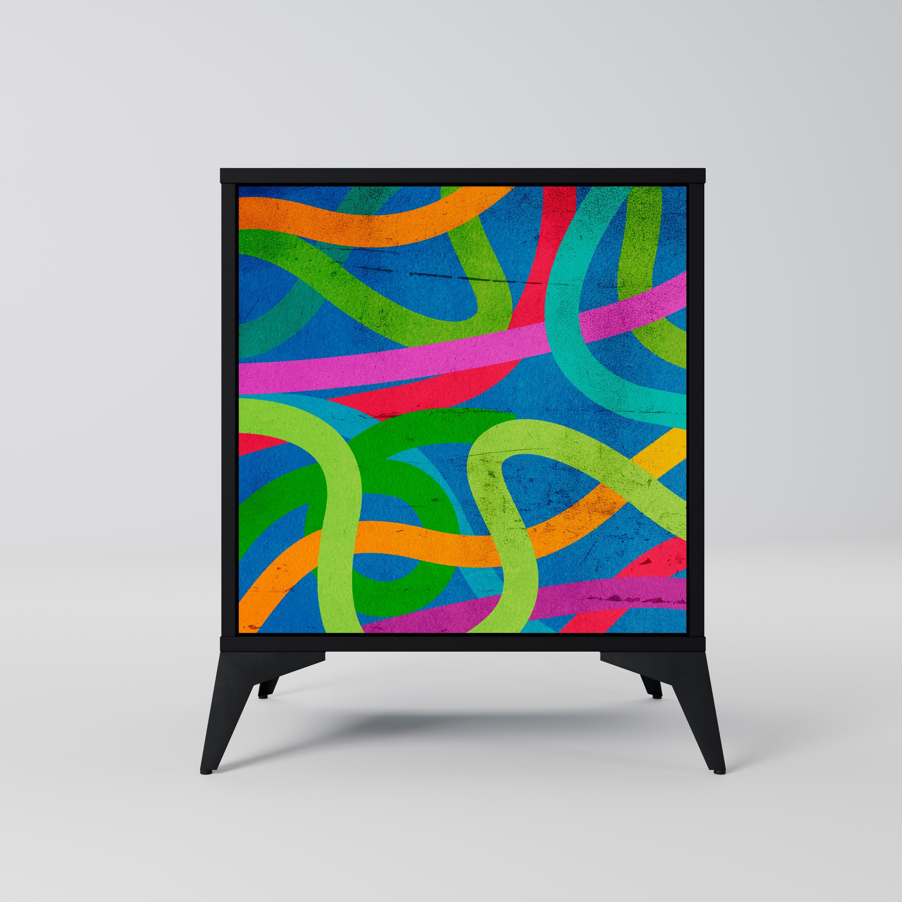 STREAMER TANGLE Aparador de 1 Porta em Acabamento Preto