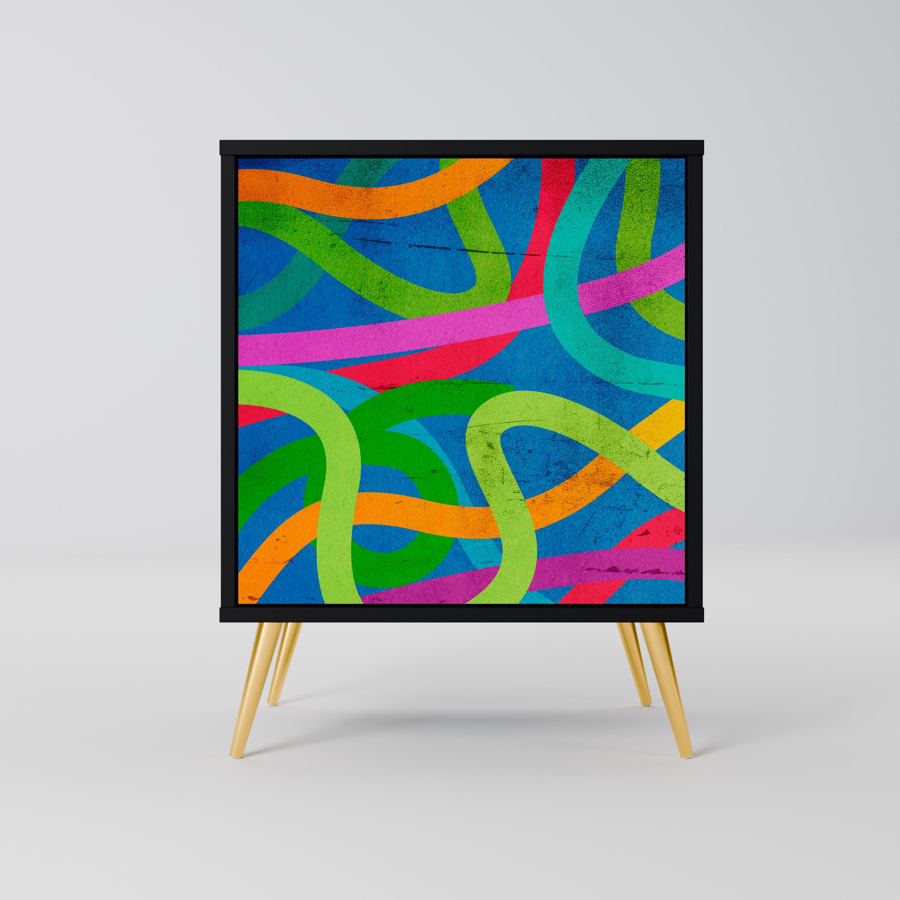 STREAMER TANGLE Aparador de 1 Porta em Acabamento Preto